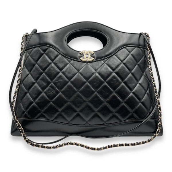 31 Shopping Tote 36x25x7cm Black Shoulder Bag in Shiny lambskin, Gold hardware - Image 10