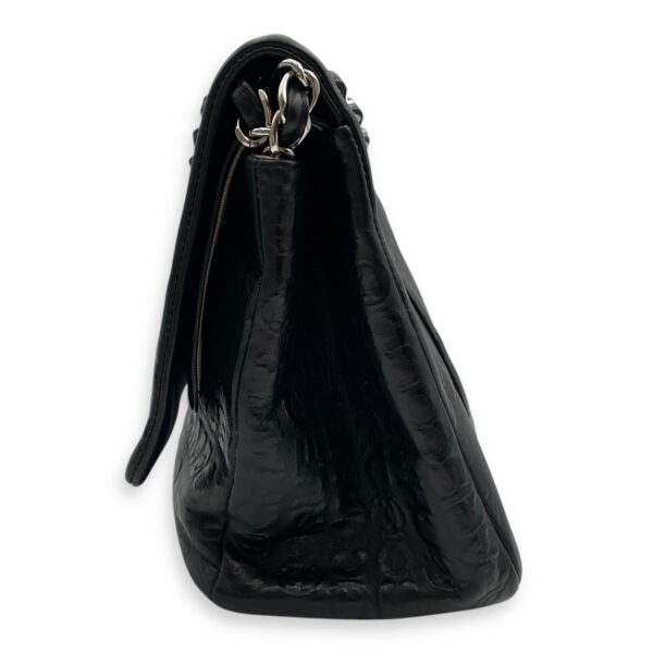 31 Rue Cambon Reissue Flap Maxi Black in Calfskin, Silver hardware - Image 5