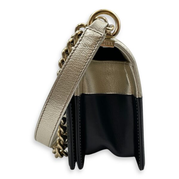 Bi-color Boy (25cm) Medium Black/Gold in Calfskin, Gold hardware - Image 5