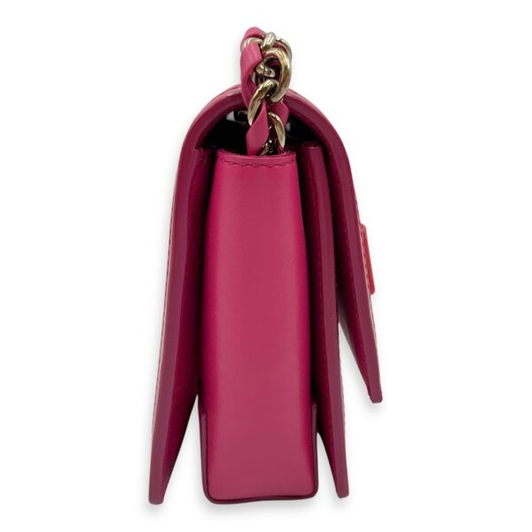 Eyelet Pink Crossbody Bag in Calfskin, Gold hardware - Image 4