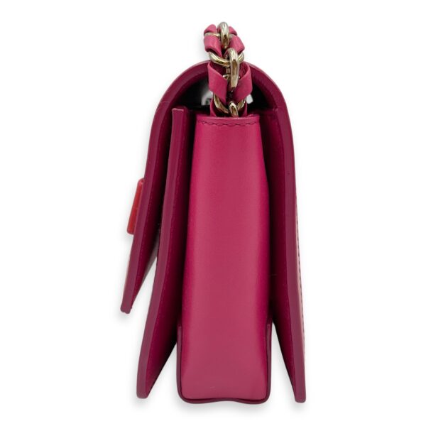 Eyelet Pink Crossbody Bag in Calfskin, Gold hardware - Image 5