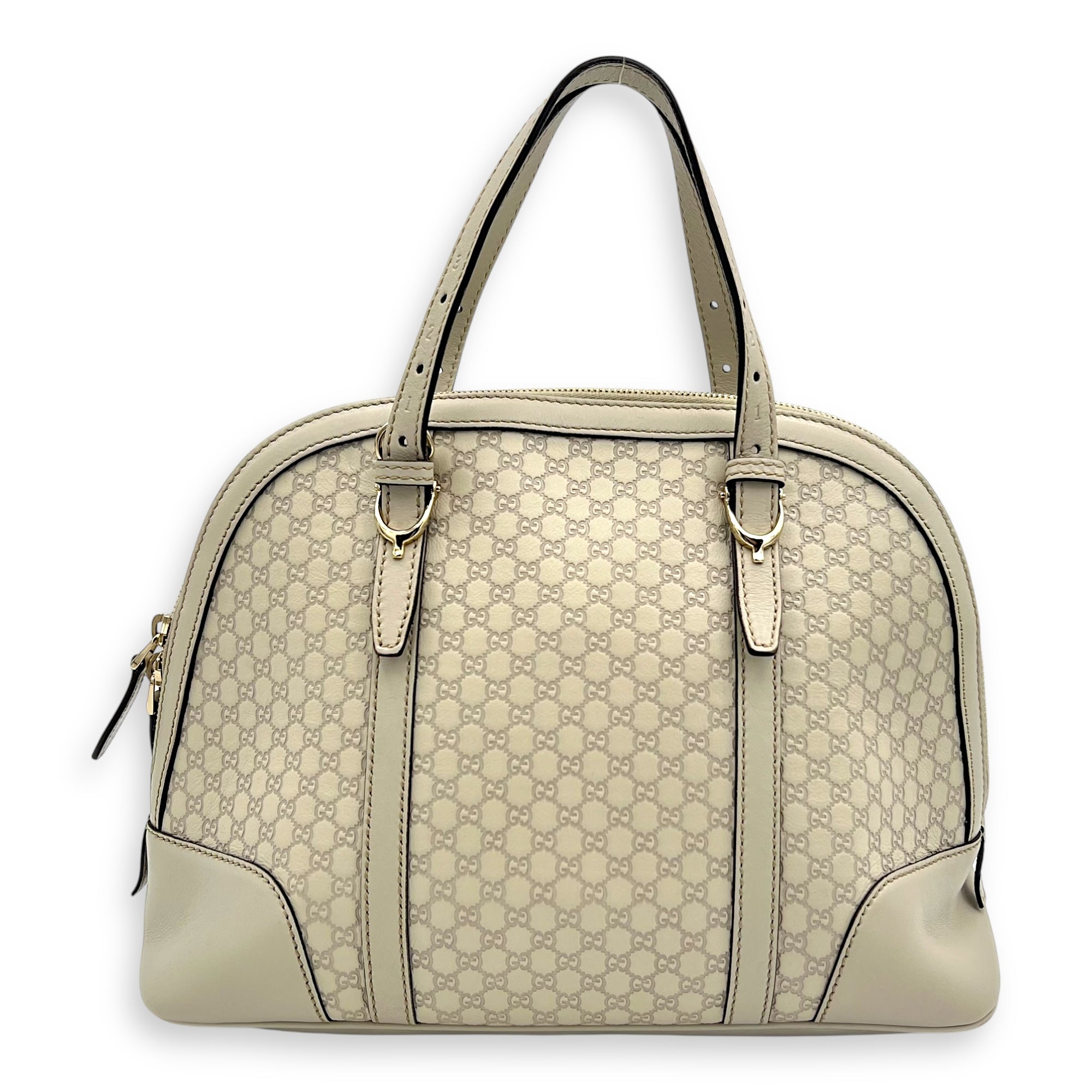 Guccissima Top Handle Bag White in Calfskin, Gold hardware - Image 3