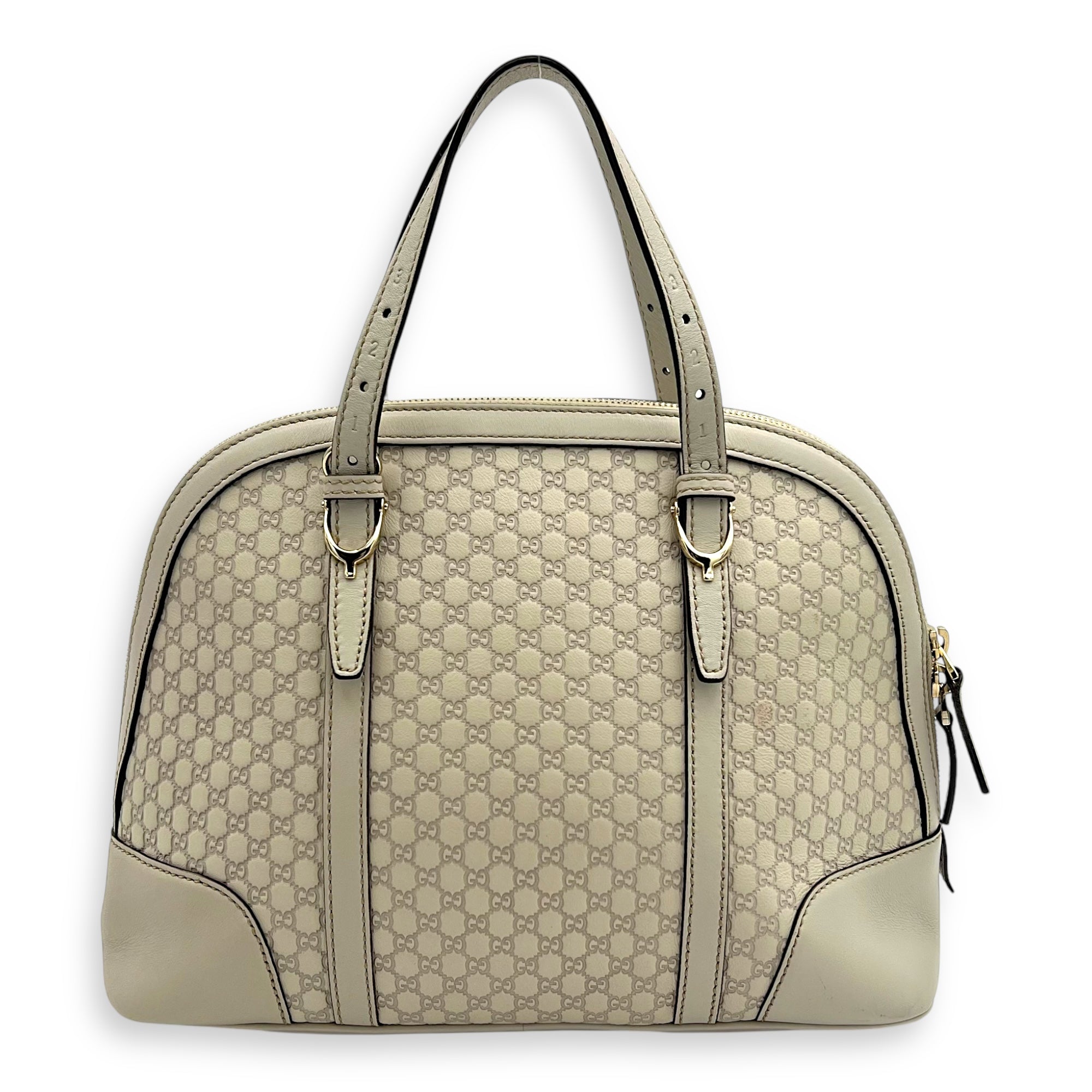 Guccissima Top Handle Bag White in Calfskin, Gold hardware