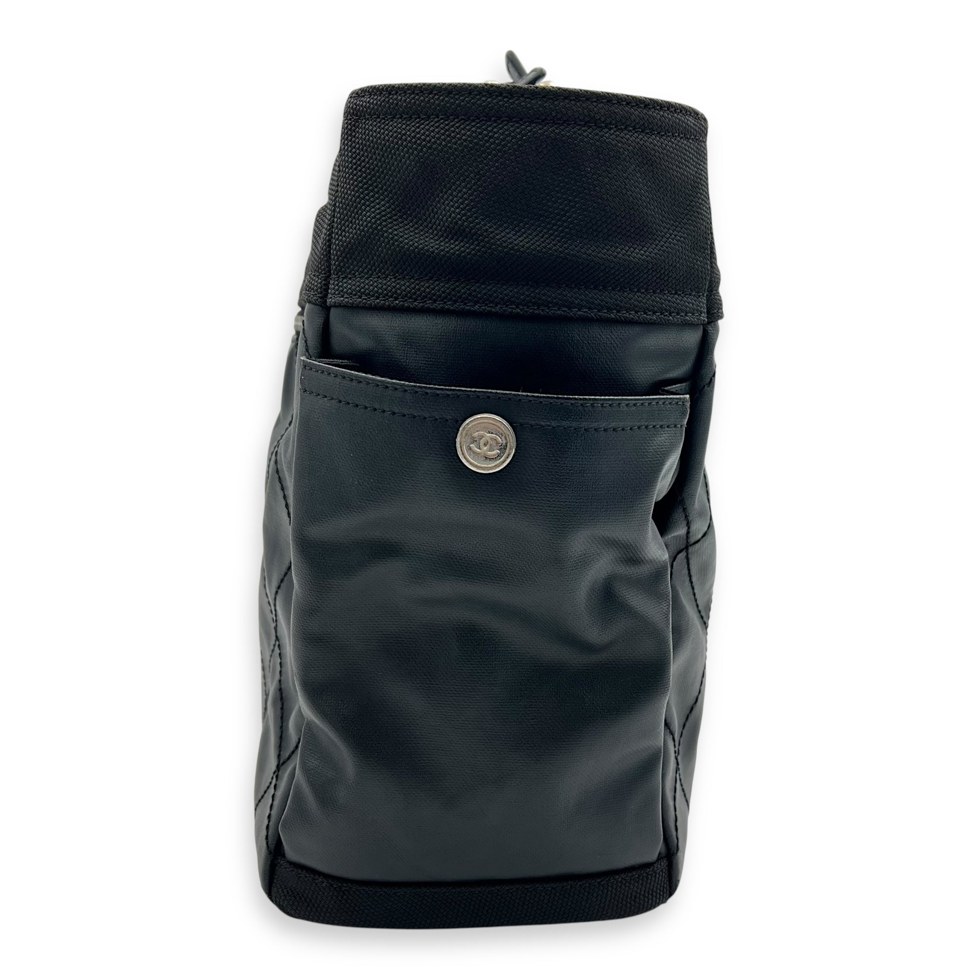 Biarritz Tote Bag Black in Coated Canvas, Silver hardware - Image 5