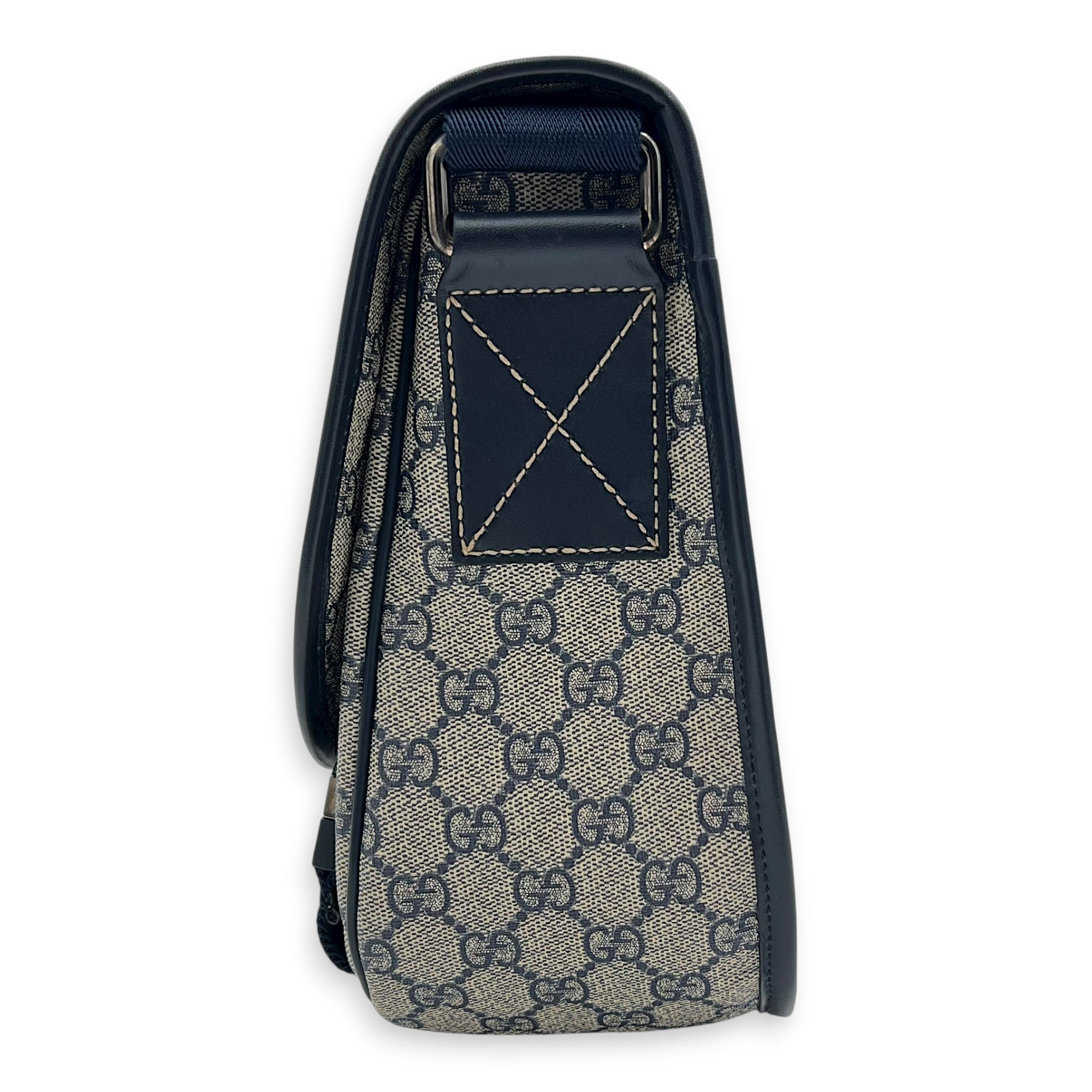 Guccissima Messenger Blue in Coated Canvas, Silver hardware - Image 5