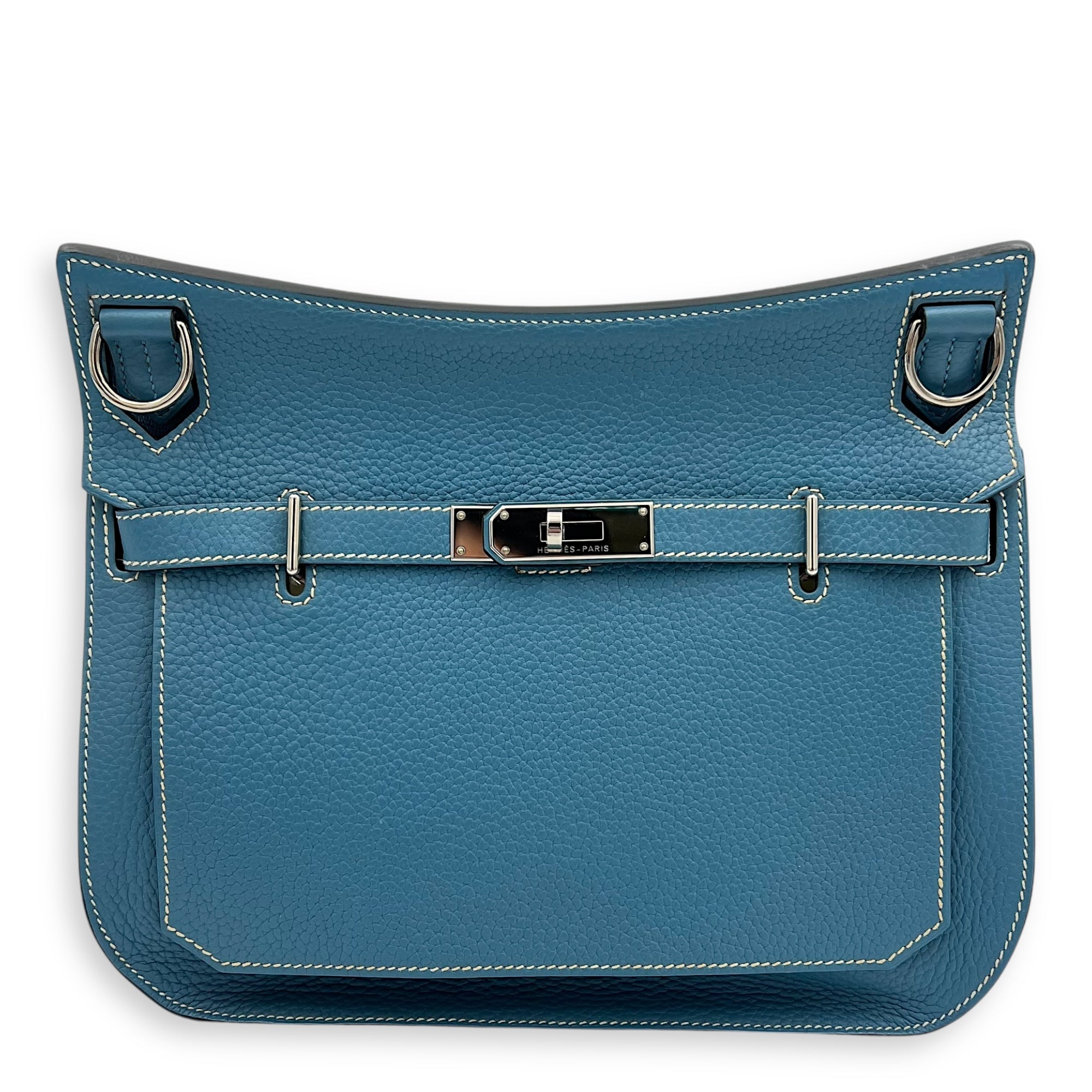Jypsiere 28 Blue Shoulder Bag in Clemence, Palladium hardware