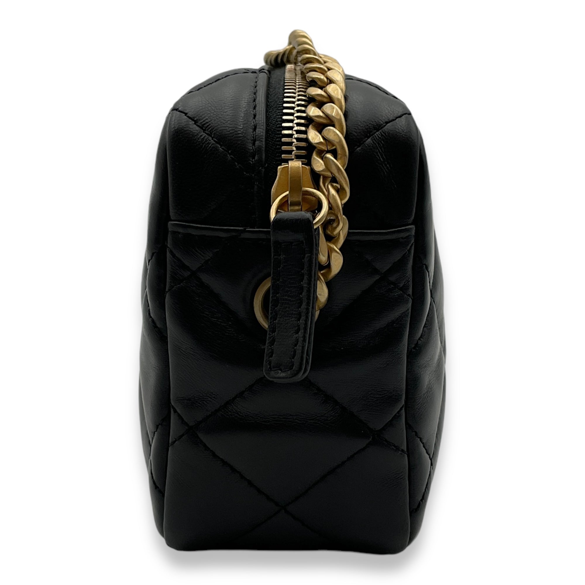 All Slide Camera Black Crossbody Bag in Lambskin, Gold hardware - Image 5