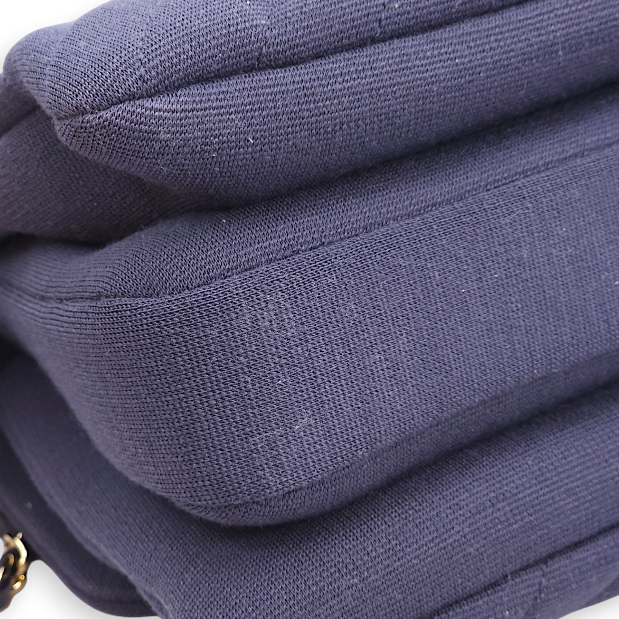 Chevron Trendy CC Small Blue Top Handle Bag in Jersey, Gold hardware - Image 3