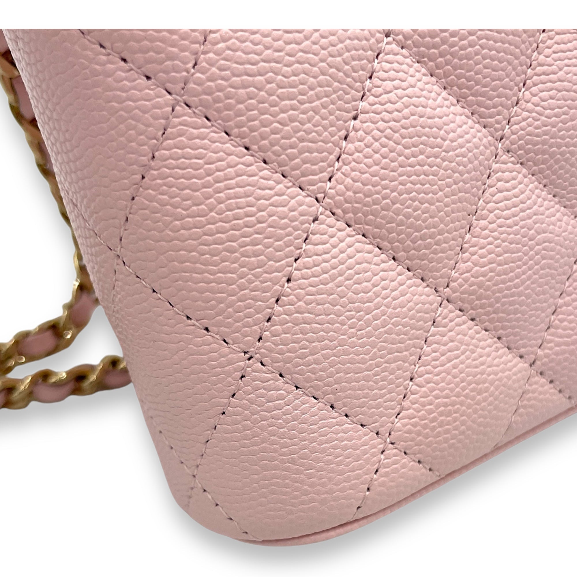 Classic Pink Vanity Bag in Caviar Leather, Gold hardware - Image 11