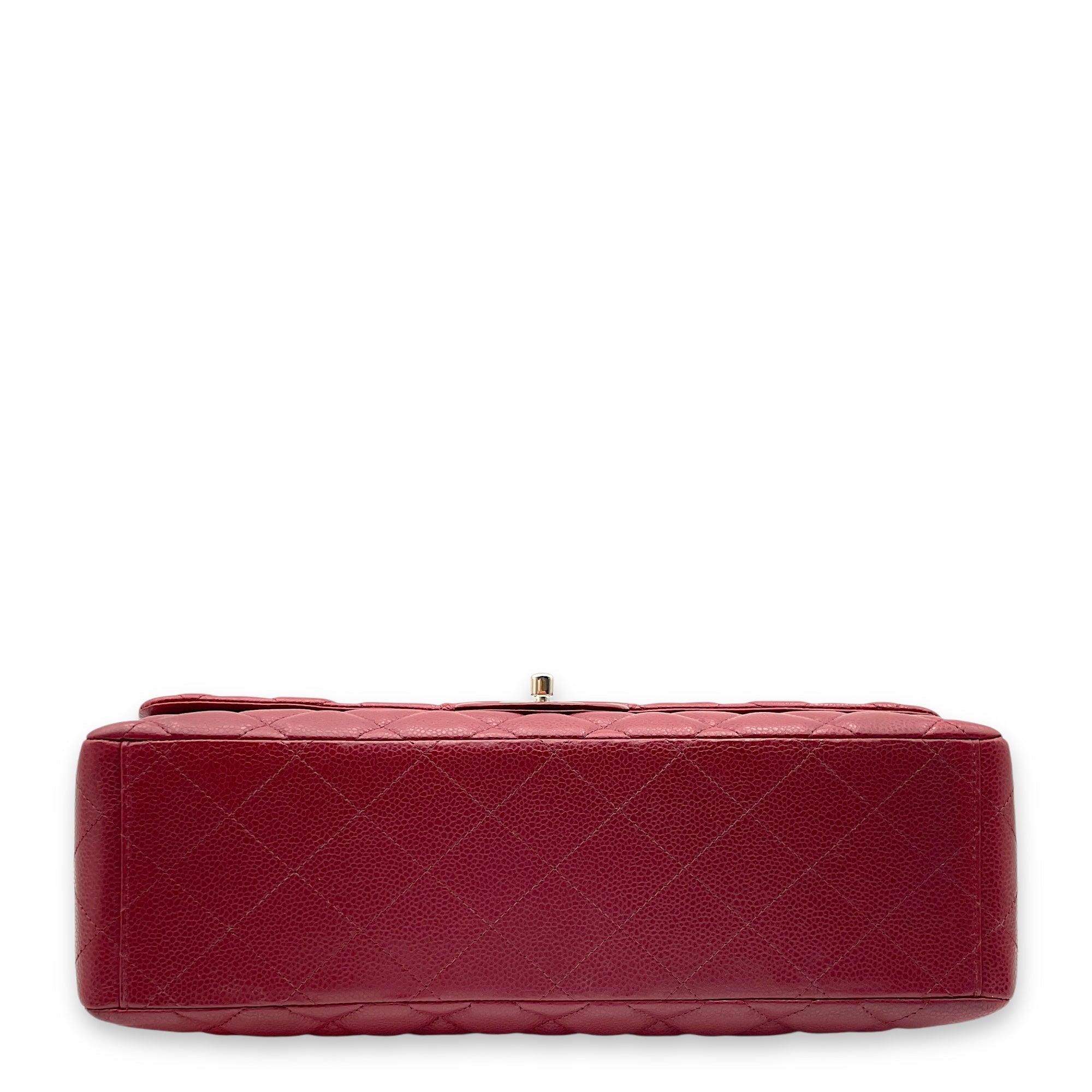 Classic Single Flap Red Shoulder Bag in Caviar Leather, Silver hardware - Image 10