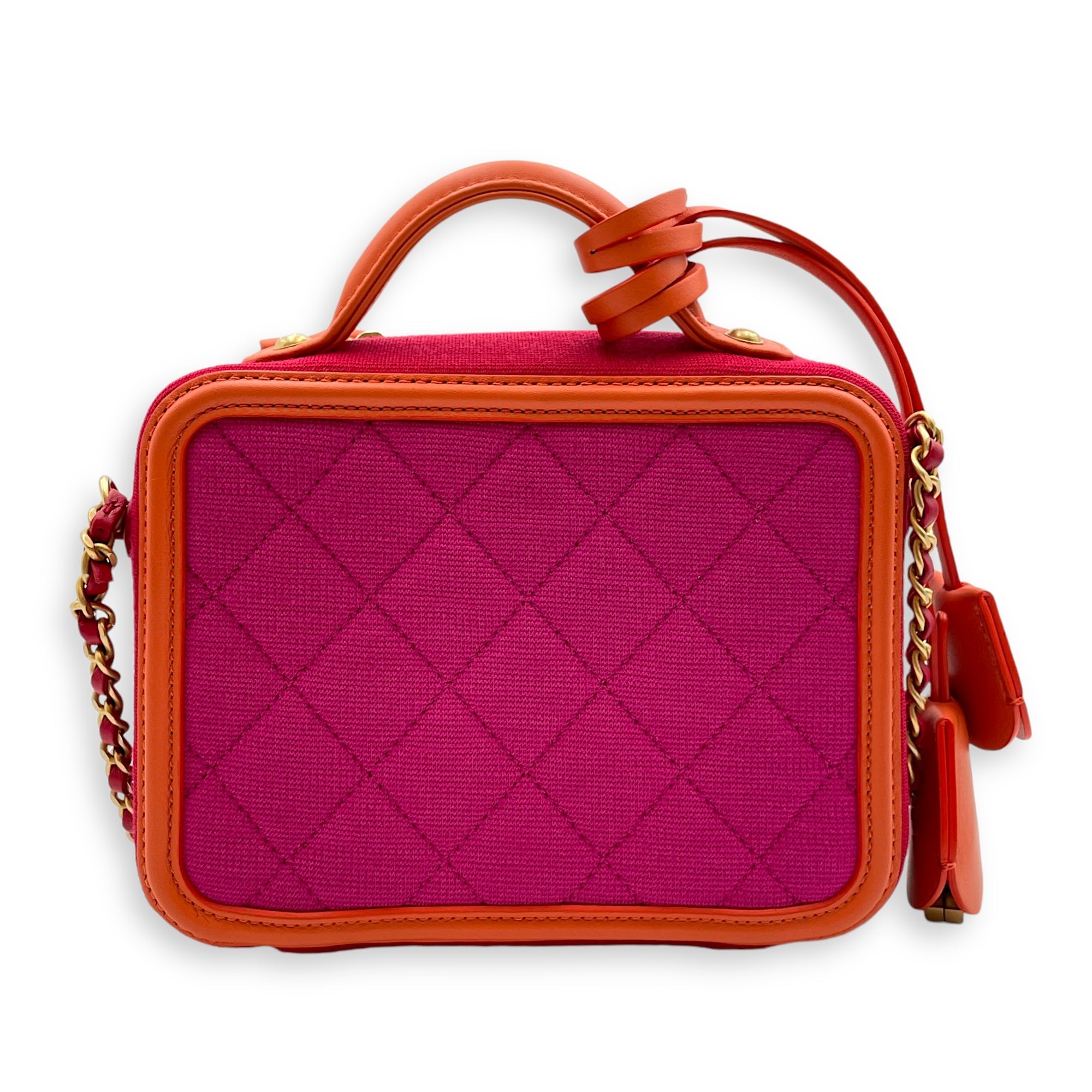 Filigree Vanity (16cm) Small Multicolour Crossbody Bag in Jersery/Calfskin, Gold hardware - Image 3
