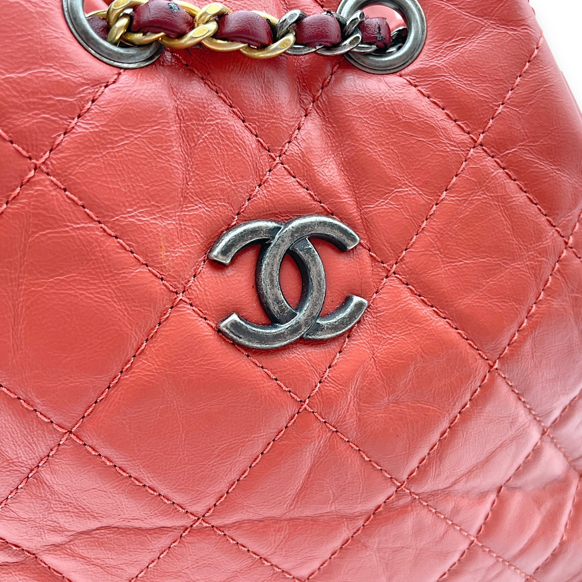 Gabrielle Raspberry Backpack in Calfskin, Gold/Ruthenium/Silver hardware - Image 7