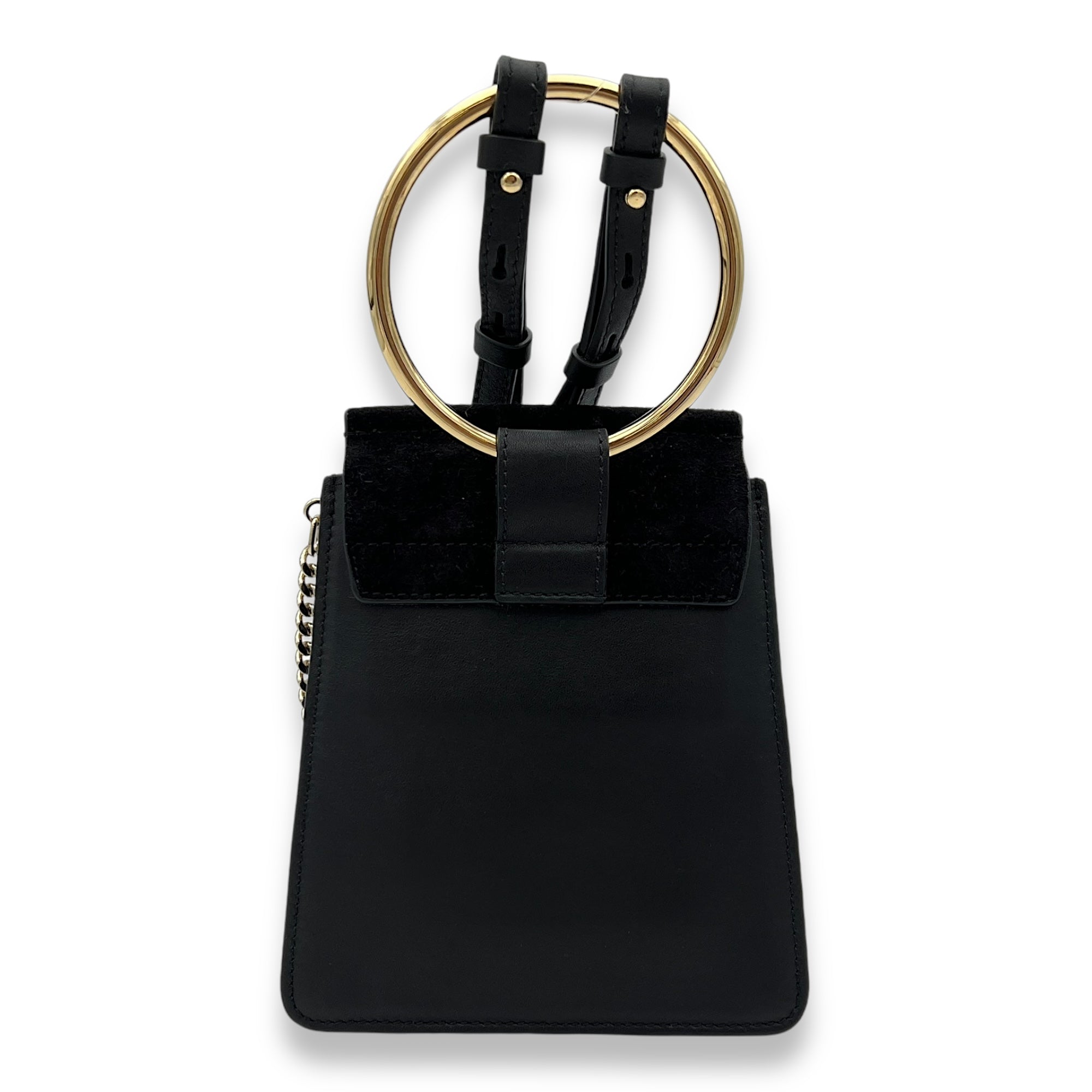 Faye Small Black Crossbody Bag in Calfskin, Gold hardware - Image 3
