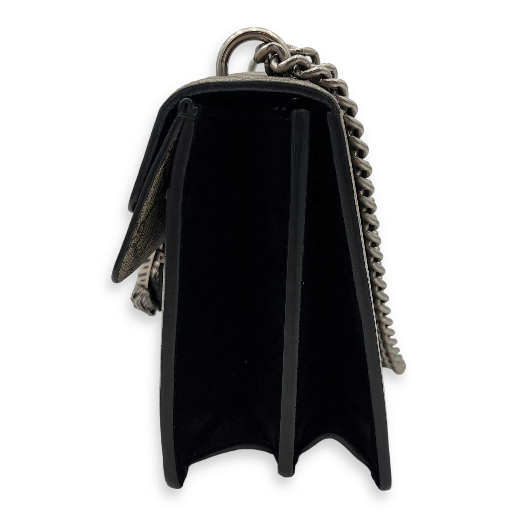 Dionysus Small Black Shoulder Bag in Coated Canvas, Silver hardware - Image 4