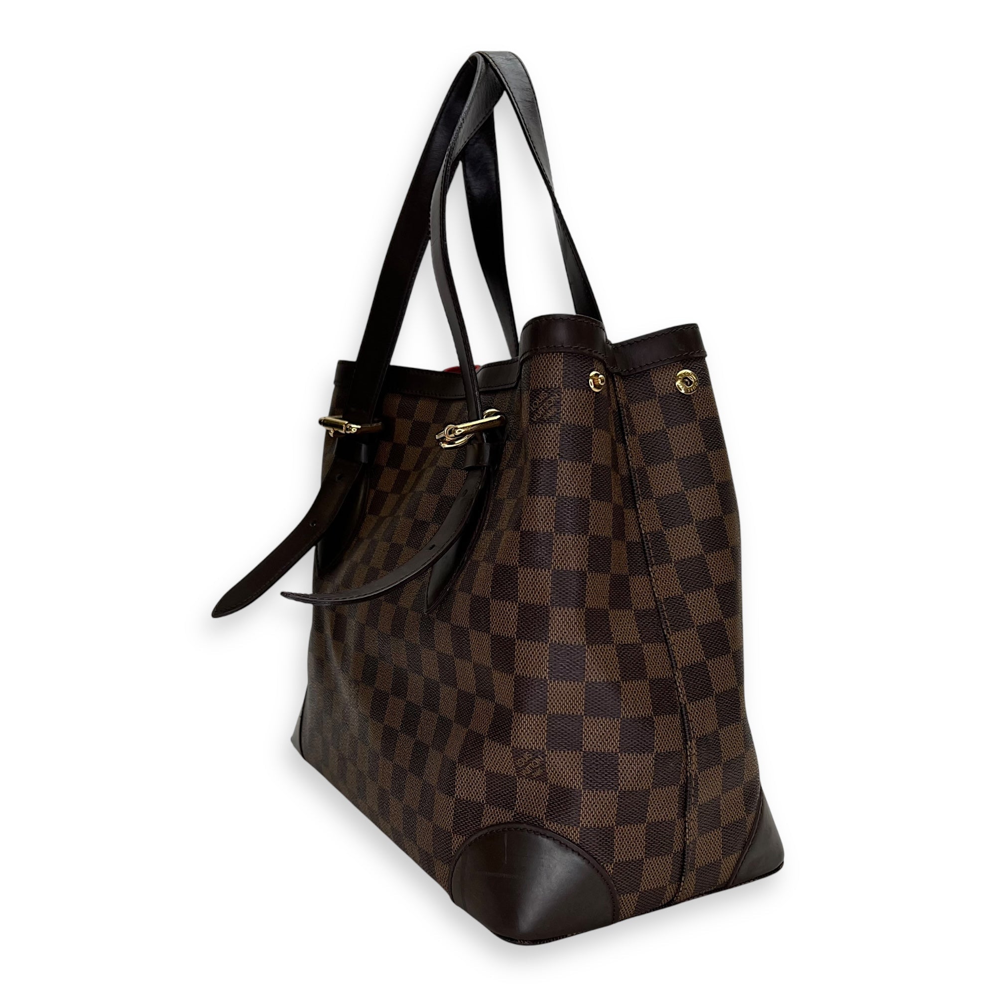 Hampstead MM Damier Ebene Top Handle Bag in Coated Canvas, Gold hardware - Image 5