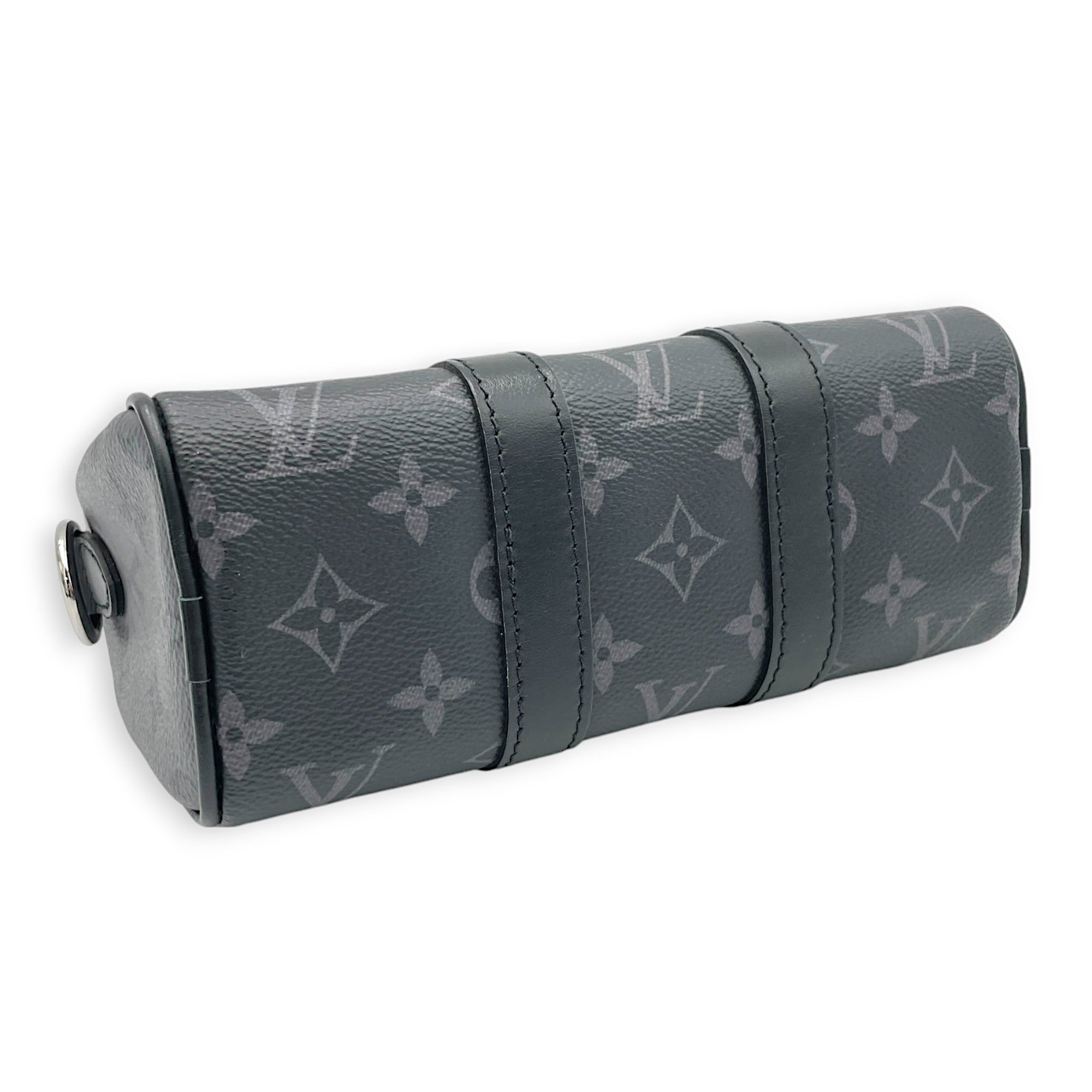 Keepall XS Grey Top Handle Bag in Monogram Coated Canvas, Silver hardware - Image 5