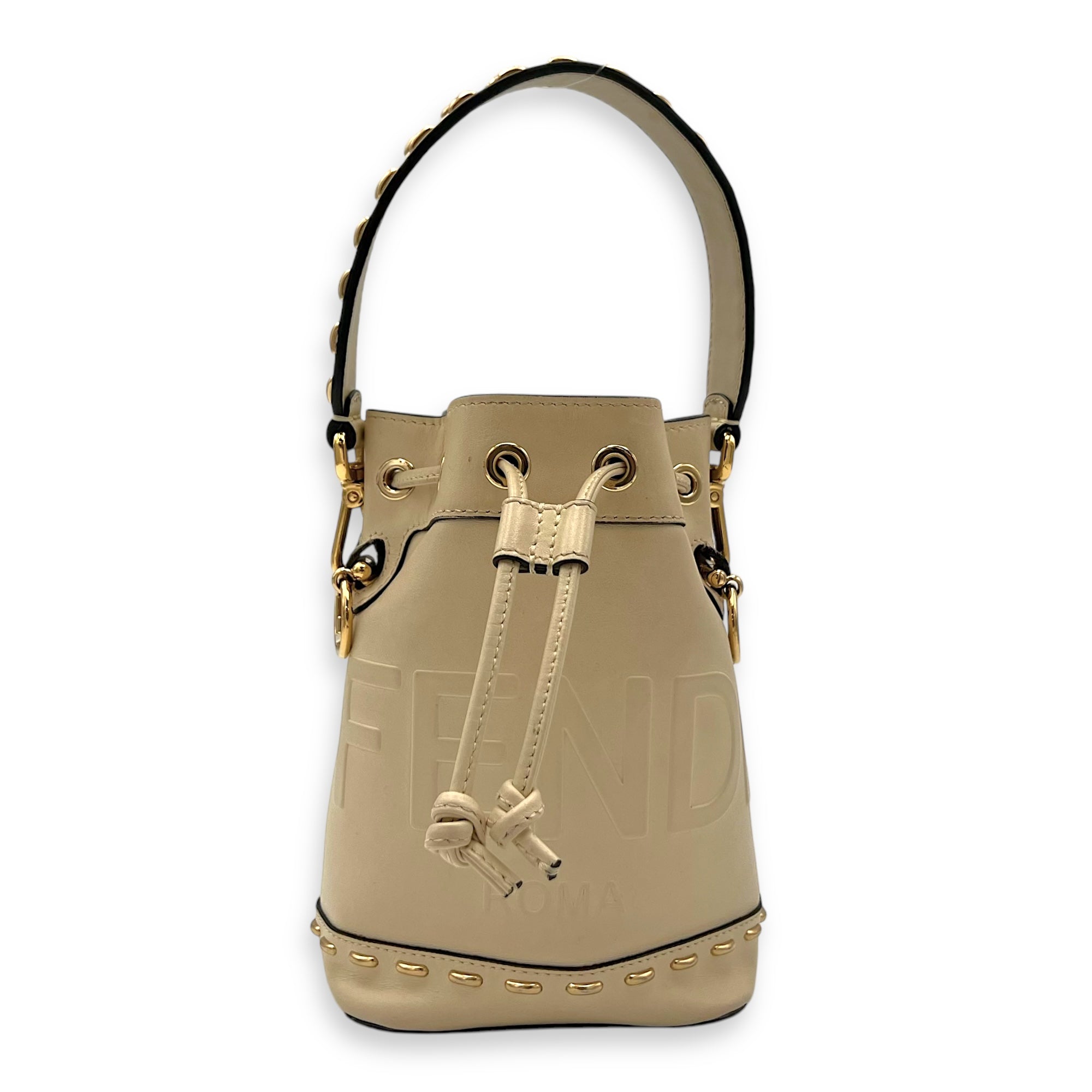 Mon Tresor Top Handle Bag Mini White in Calfskin, Gold hardware