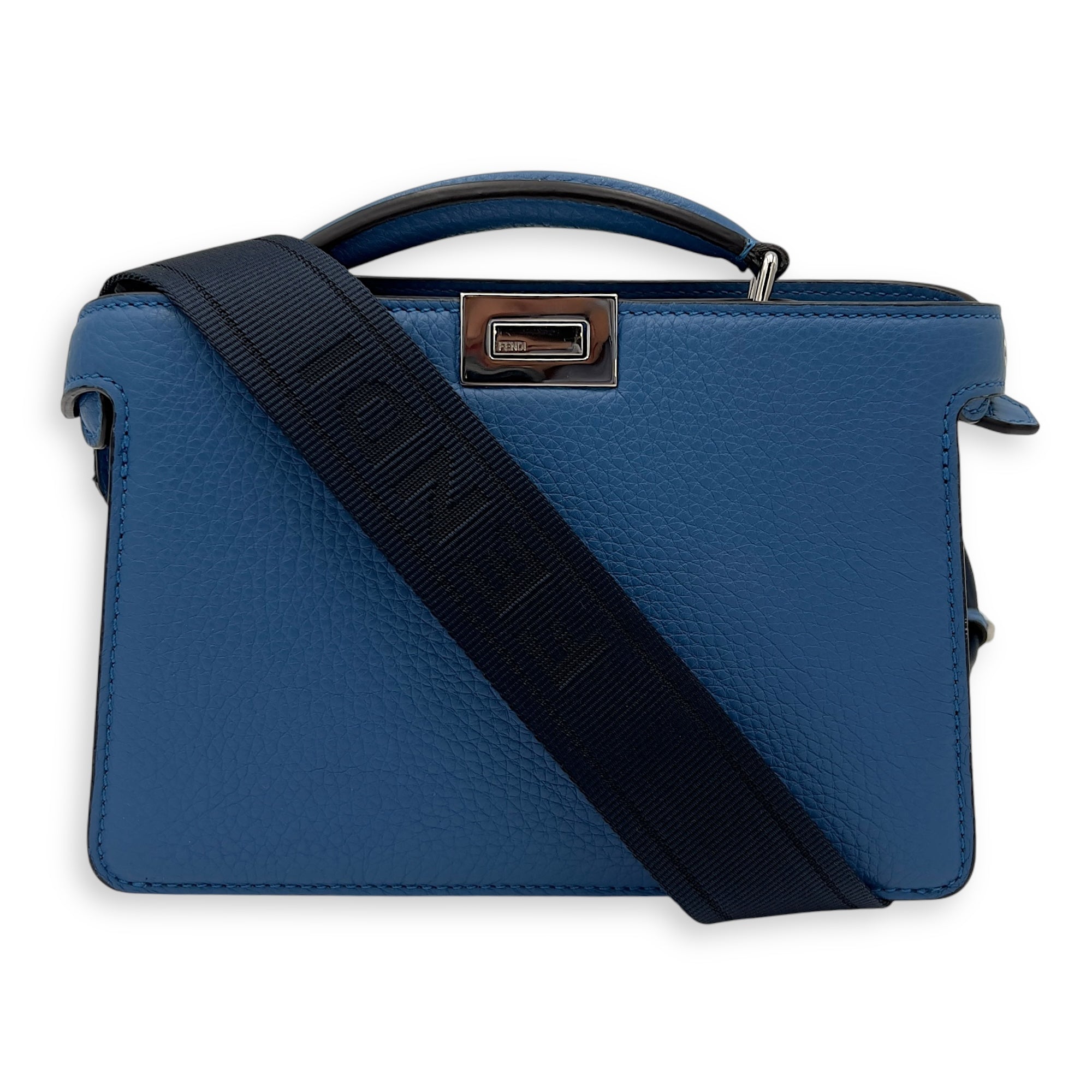 ISeeU Petite Blue Top Handle Bag in Calfskin, Silver hardware - Image 11