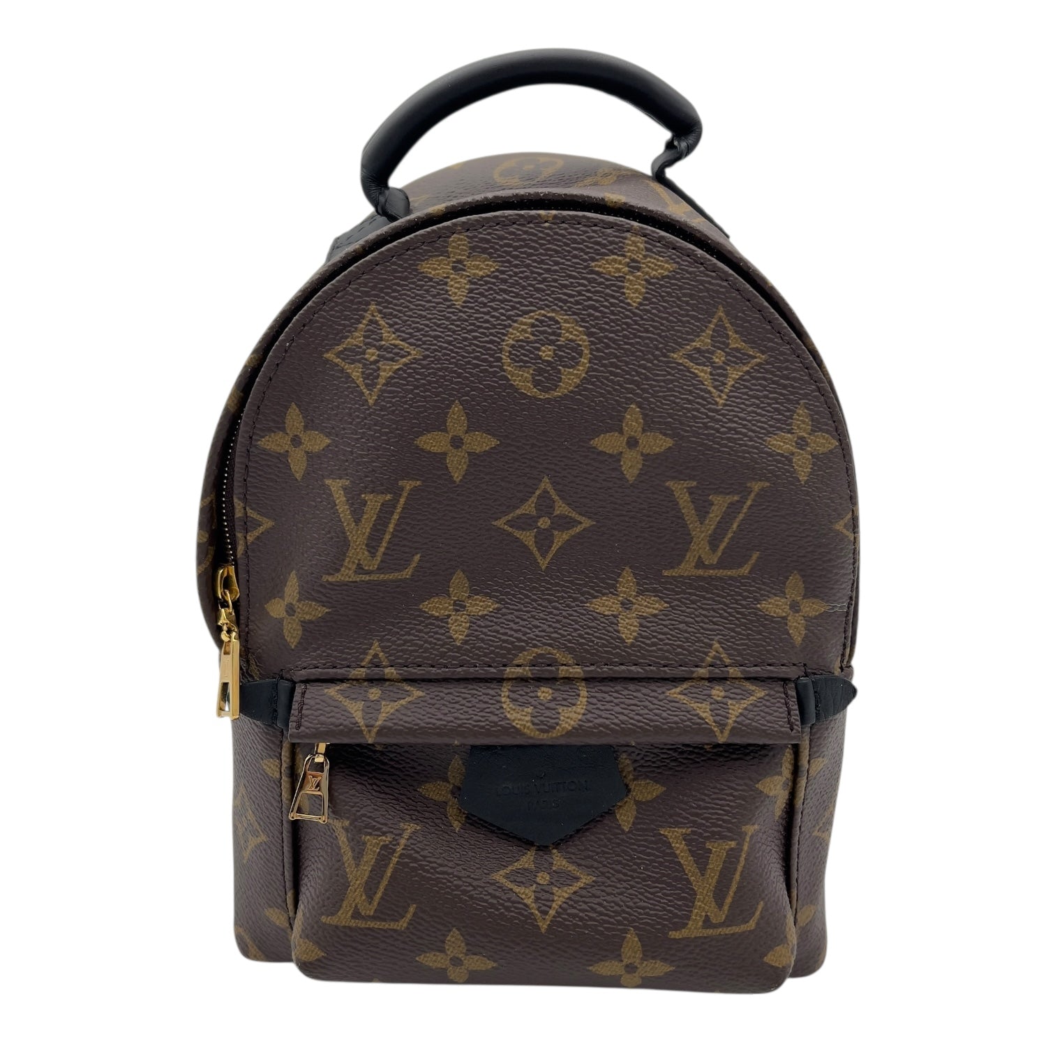 Palm Springs Mini Brown Backpack in Monogram Coated Canvas, Gold hardware