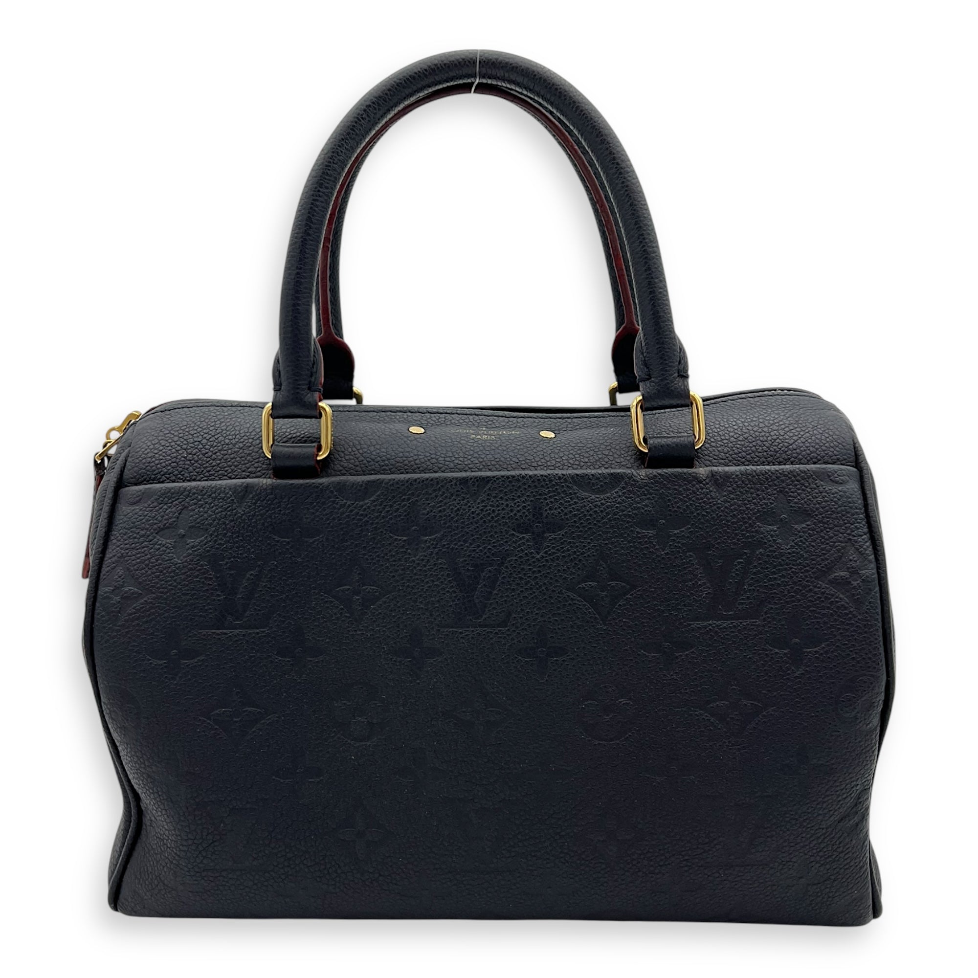 Speedy Bandouliere Top Handle Bag 25 Blue in Empreinte Leather, Gold hardware