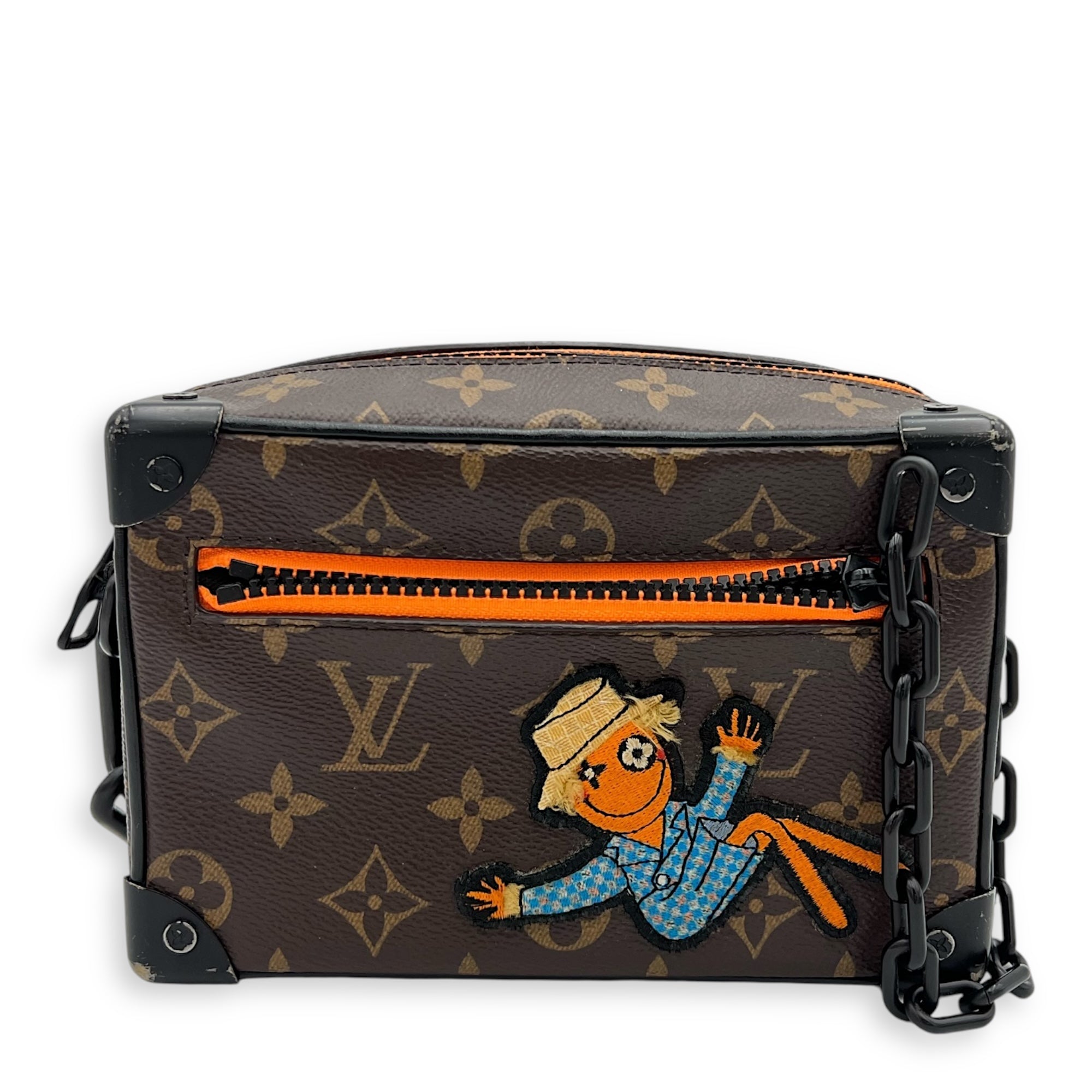 Soft Trunk Shoulder Bag Brown in Monogram Coated Canvas, Black hardware