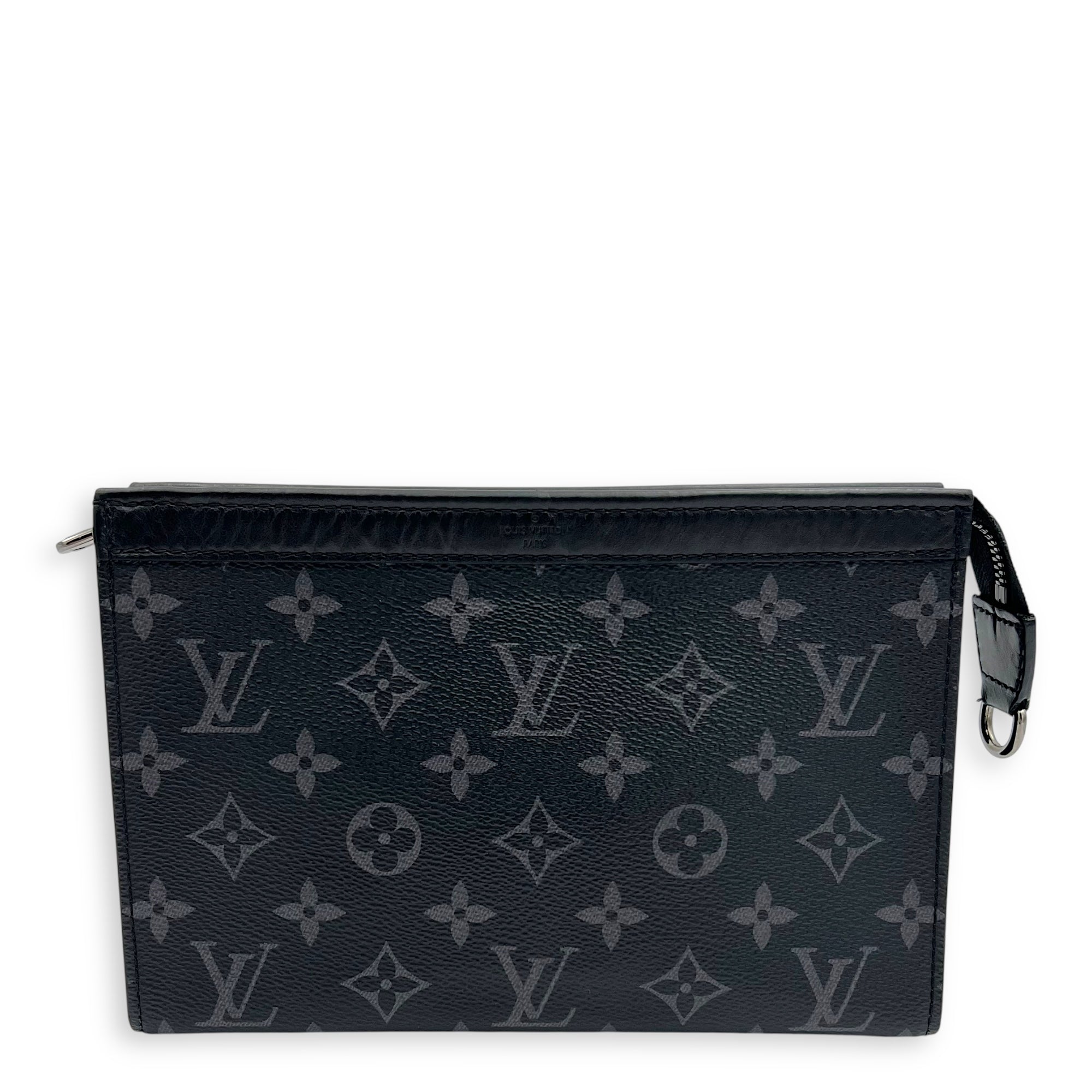 Gaston Wearable Wallet Black Crossbody Bag in Coated Canvas, Silver hardware