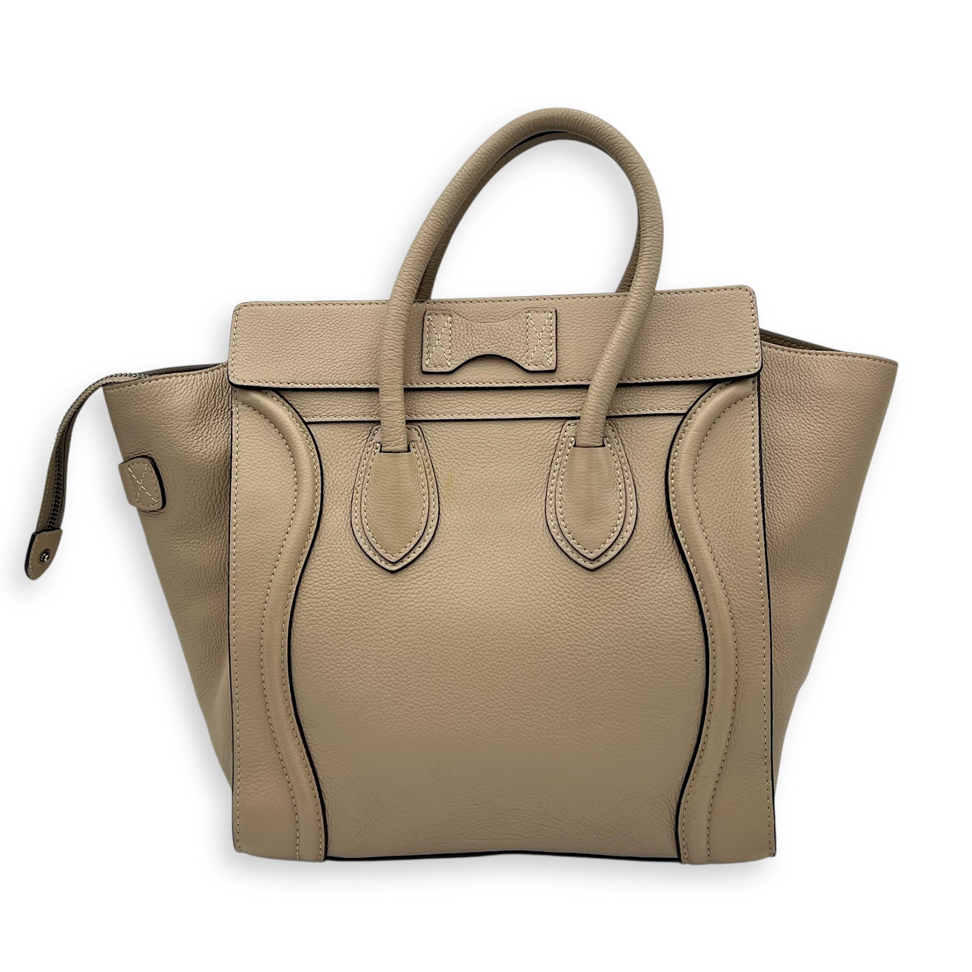 Luggage Mini Brown Top Handle Bag in Calfskin, Silver hardware - Image 3