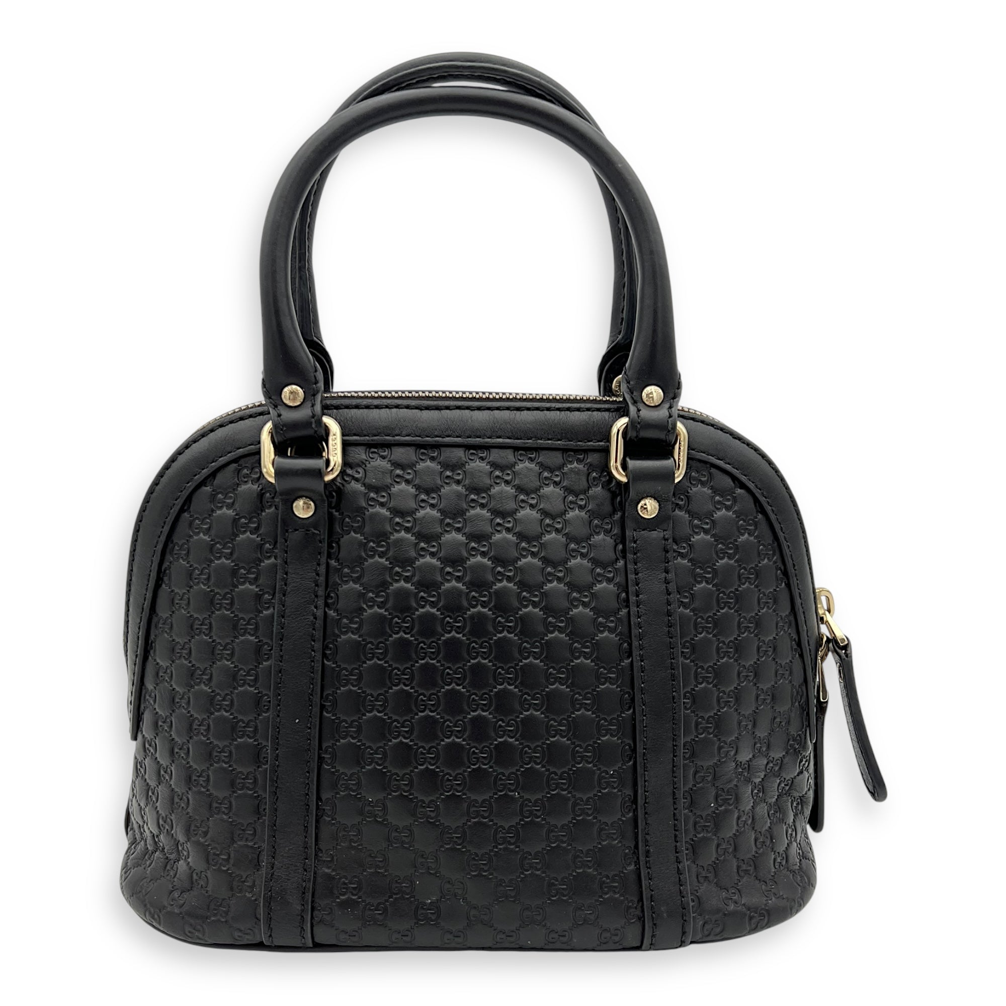 Micro gg Top Handle Bag Small Black in Calfskin, Gold hardware - Image 3
