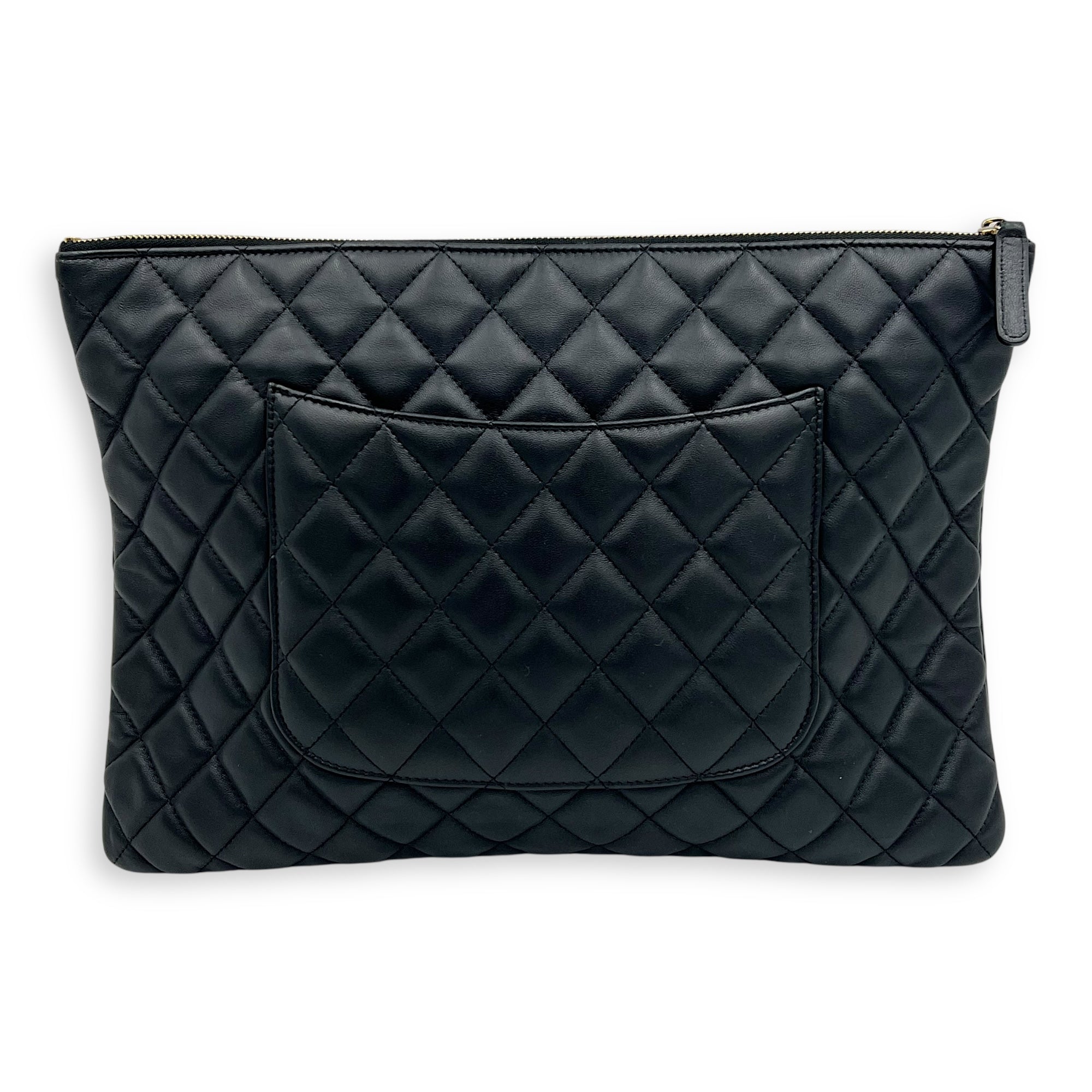 Classic Pouch Black in Lambskin, Gold hardware - Image 3