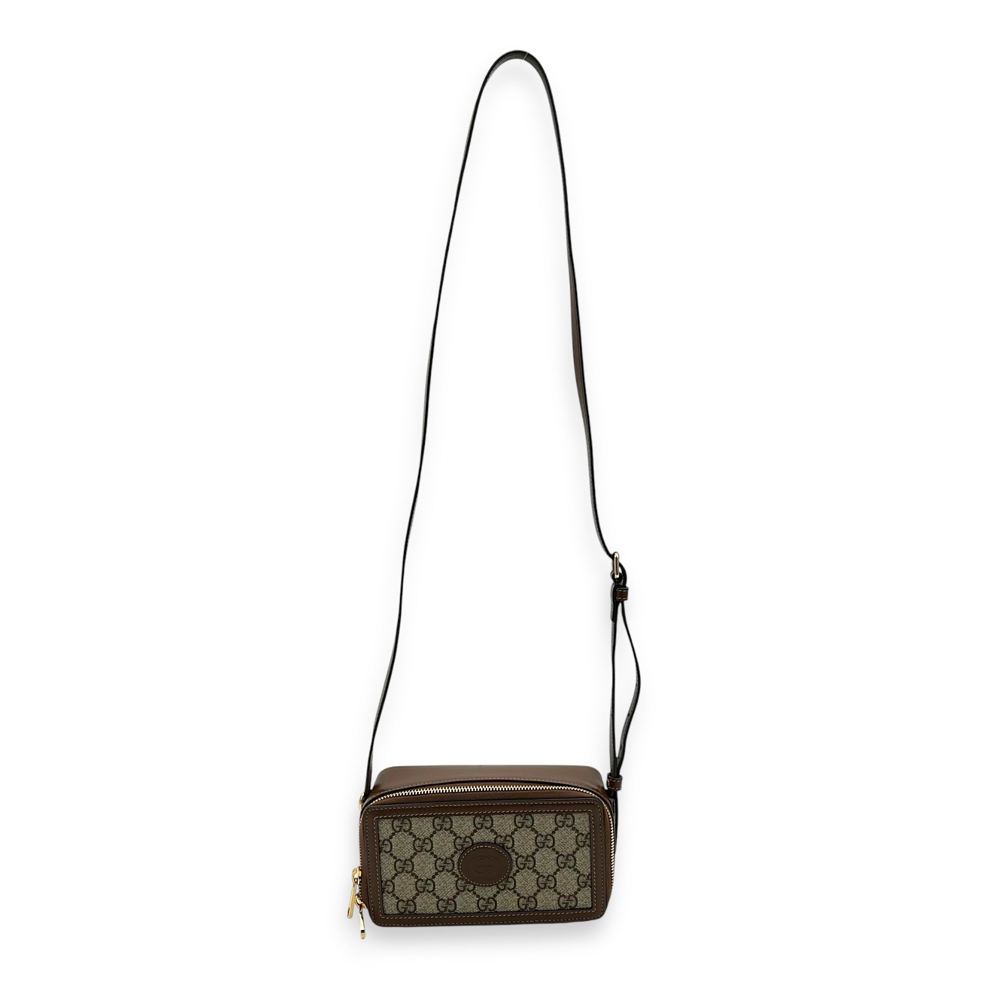 GG Crossbody Bag Brown in Coated Canvas, Gold hardware - Image 13