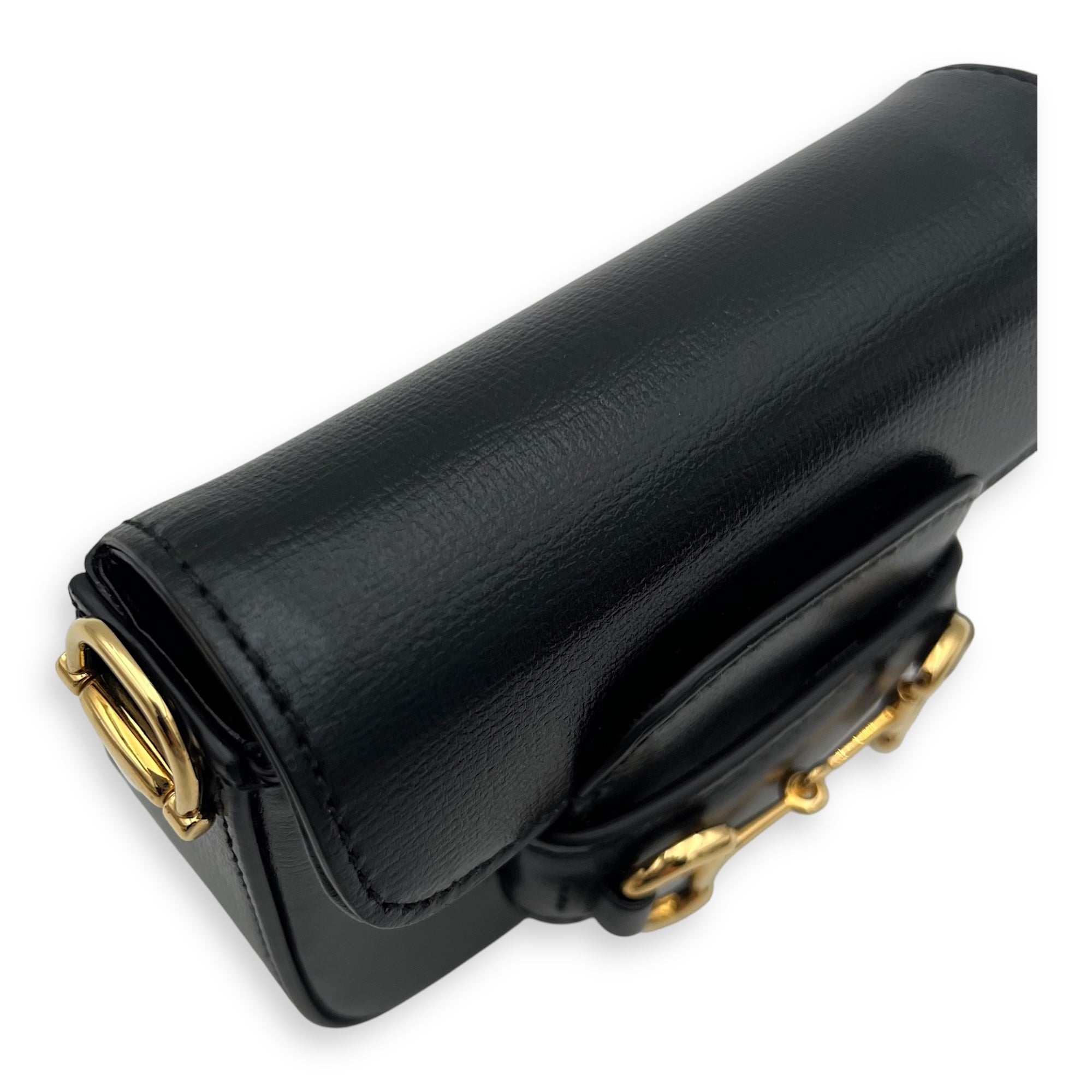 Horsebit 1955 Black Belt Bag in Calfskin, Gold hardware - Image 10