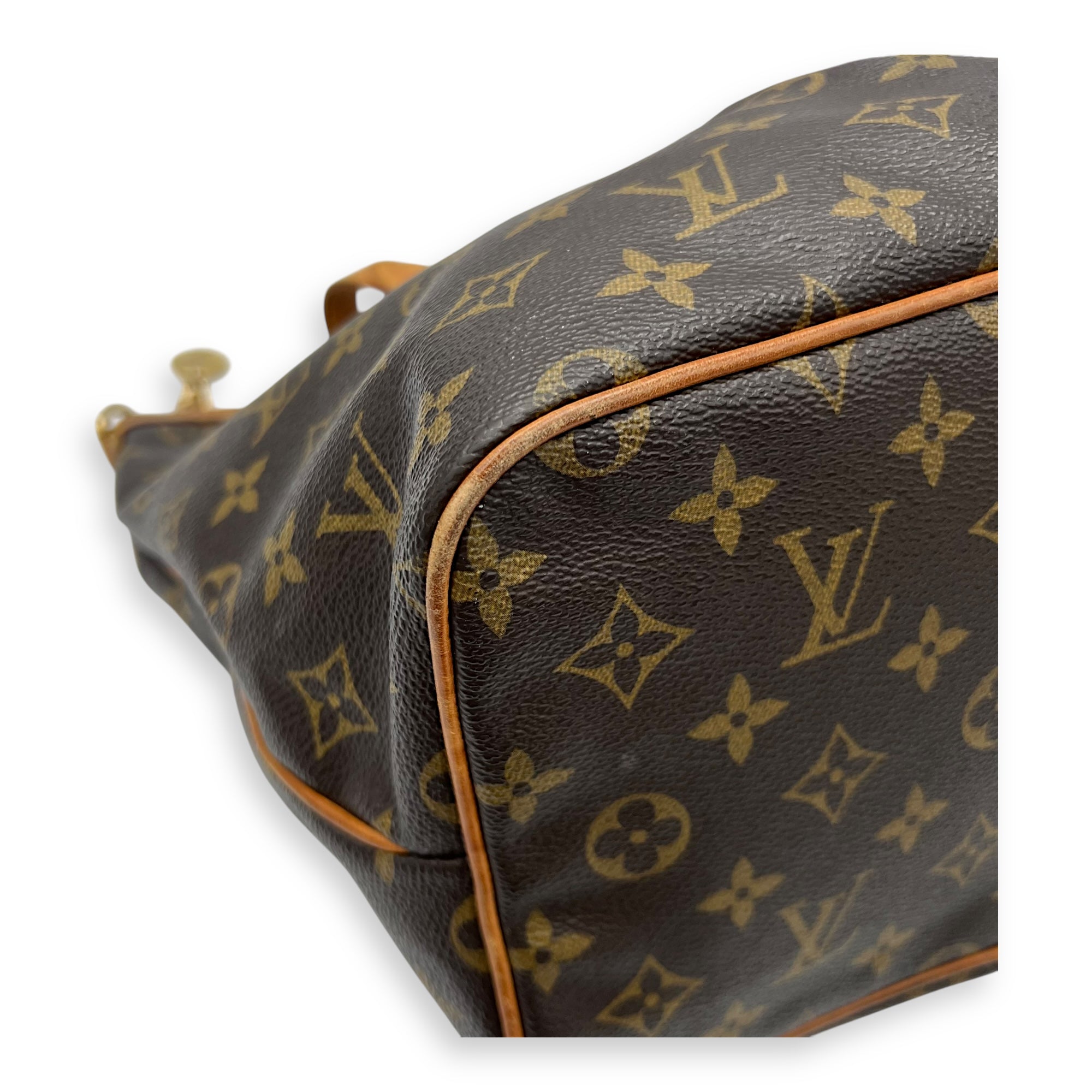 Palermo PM Brown Top Handle Bag in Monogram Coated Canvas, Gold hardware - Image 11