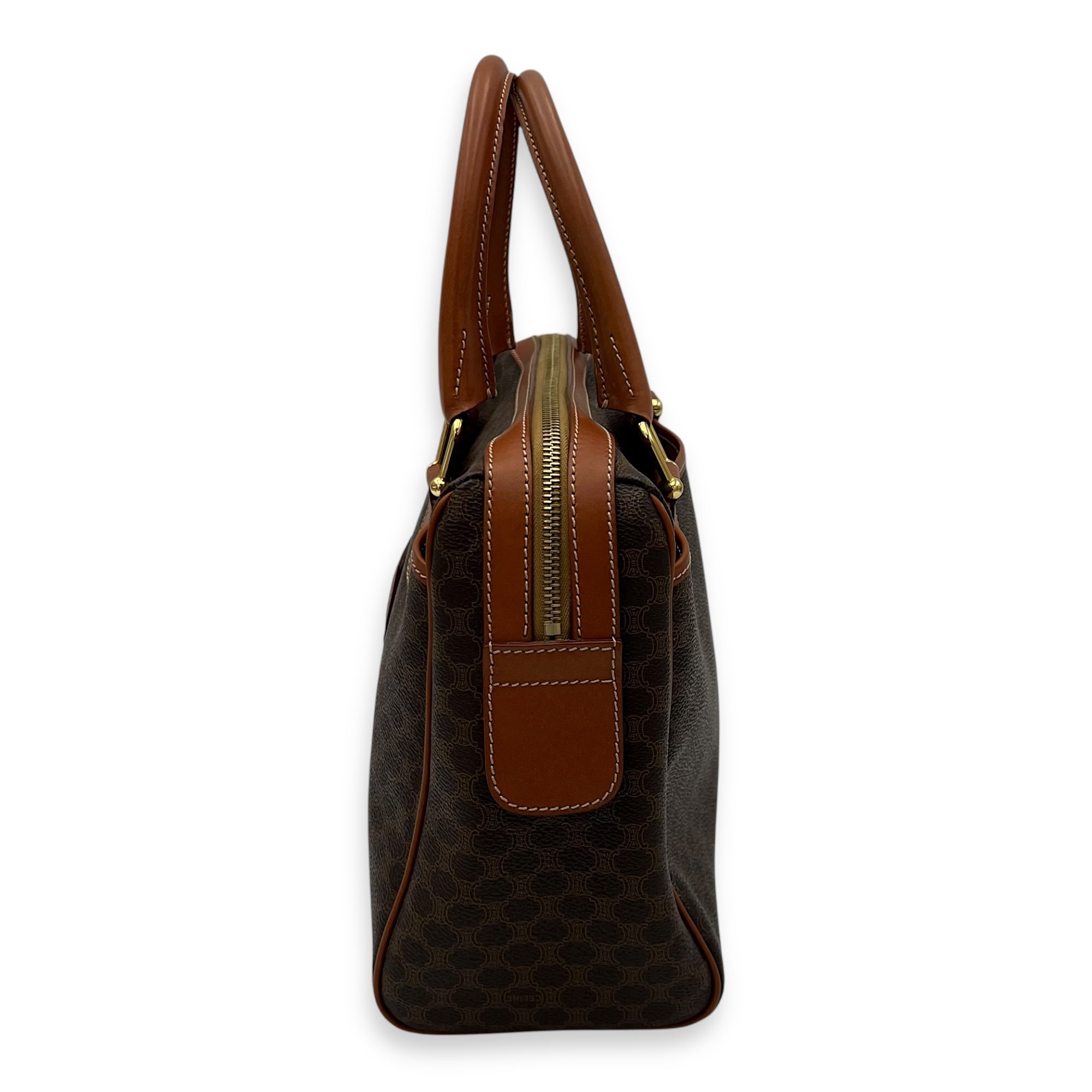 Macadam Top Handle Bag Brown in Coated Canvas, Gold hardware - Image 4
