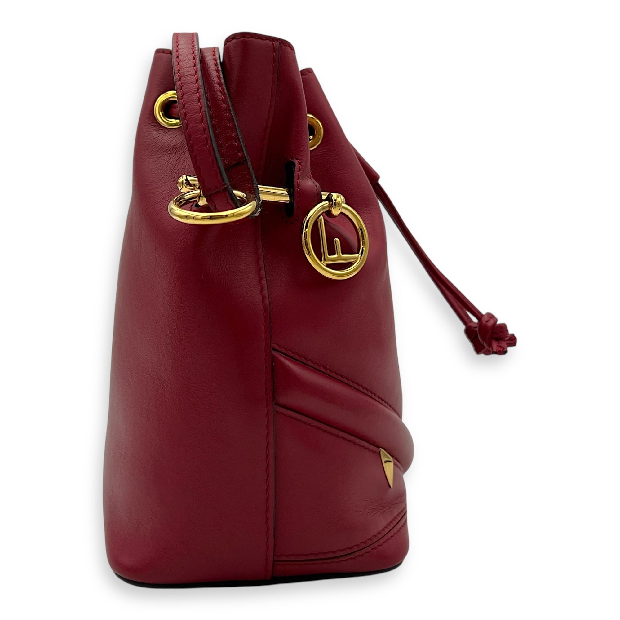 Mon Tresor Bucket Bag Red in Calfskin, Gold hardware - Image 4