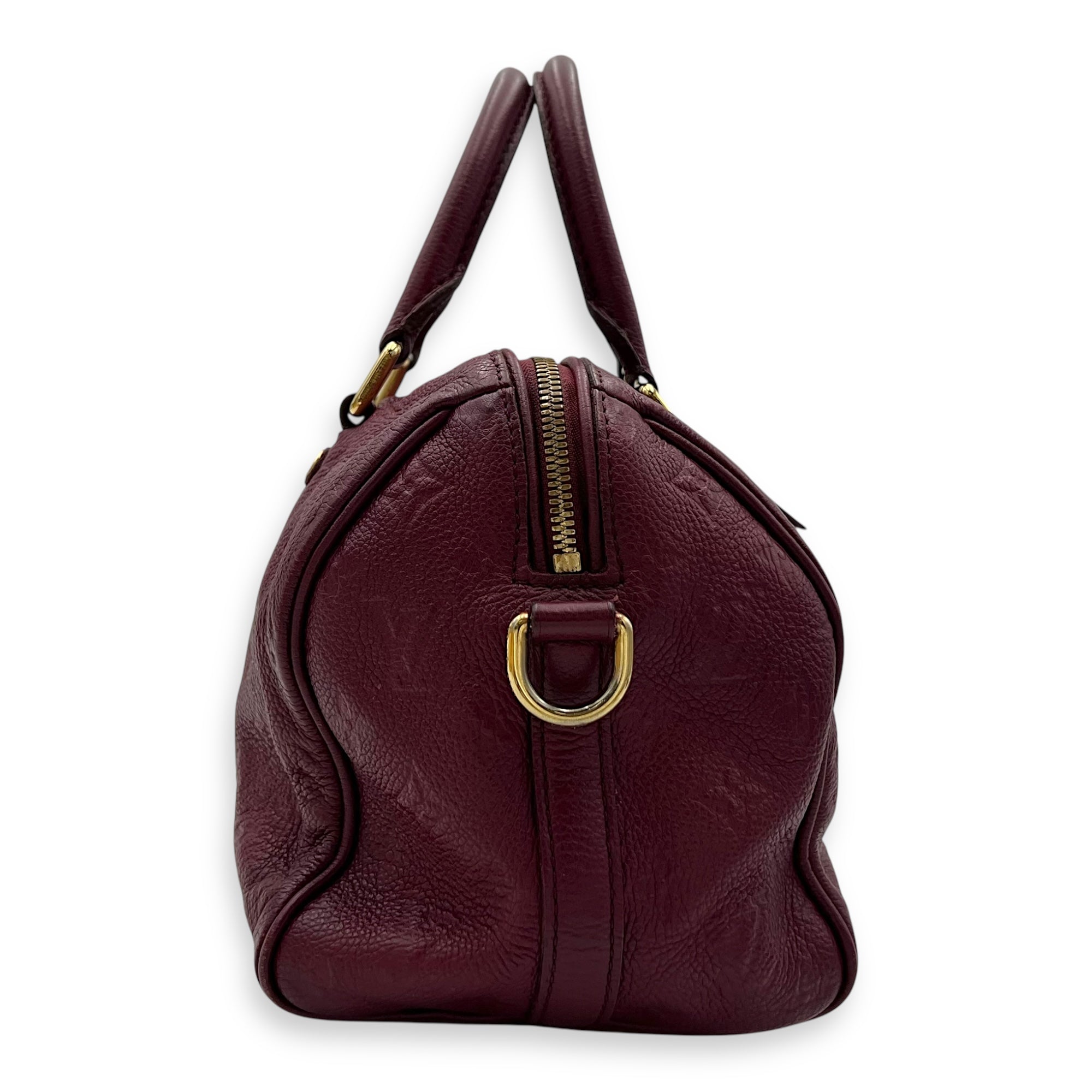 Speedy Bandouliere Top Handle Bag 25 Red in Empreinte Leather, Gold hardware - Image 4