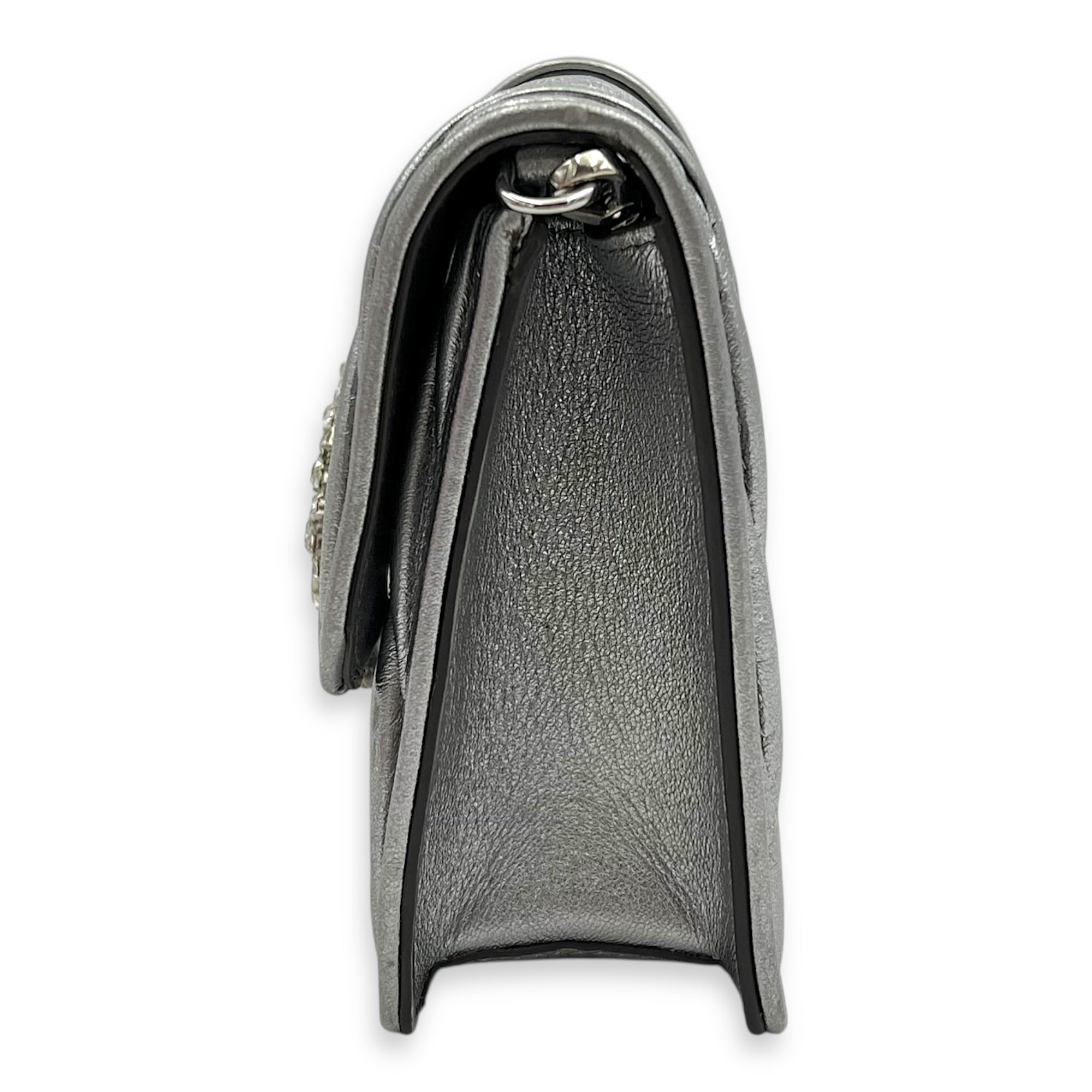 Matelassé Crossbody Bag Silver in Lambskin, Silver hardware - Image 4