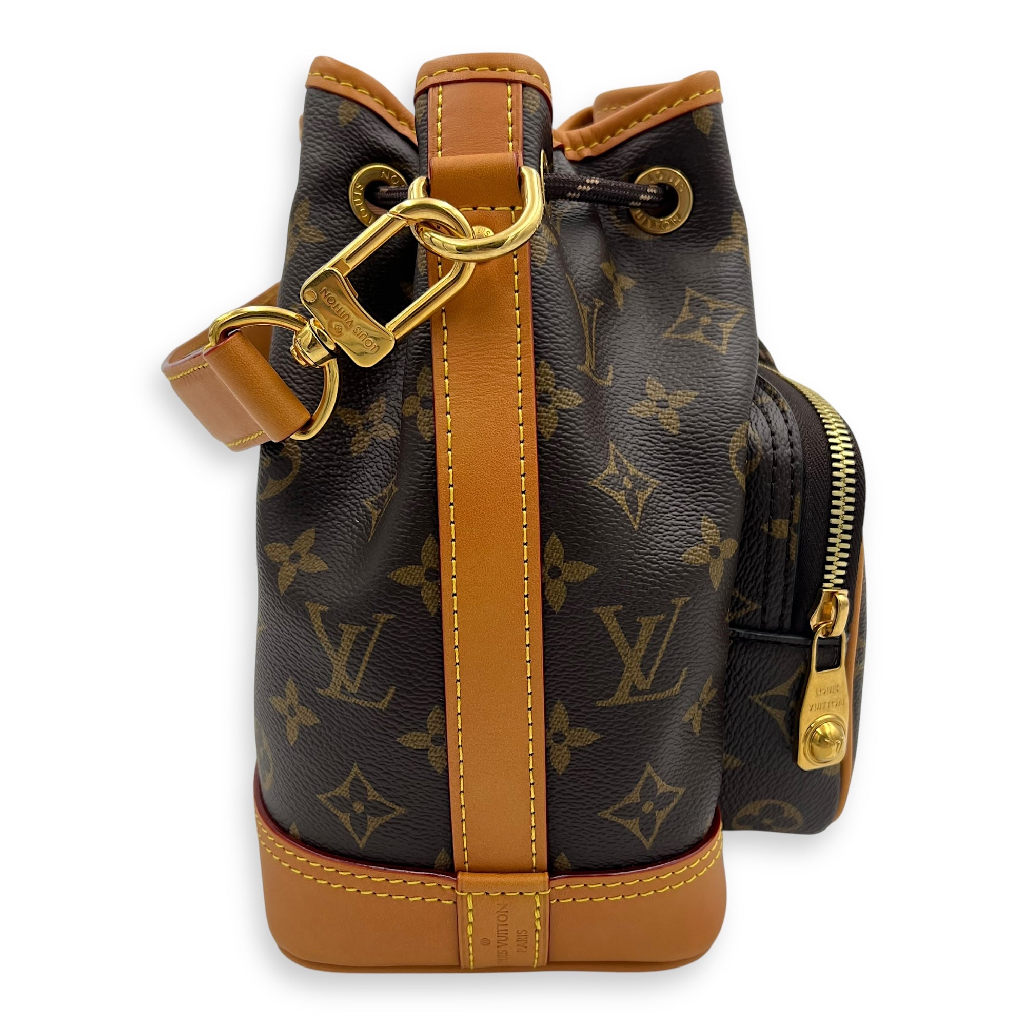 Noe Cargo Crossbody Bag Brown in Monogram Coated Canvas, Gold hardware - Image 6