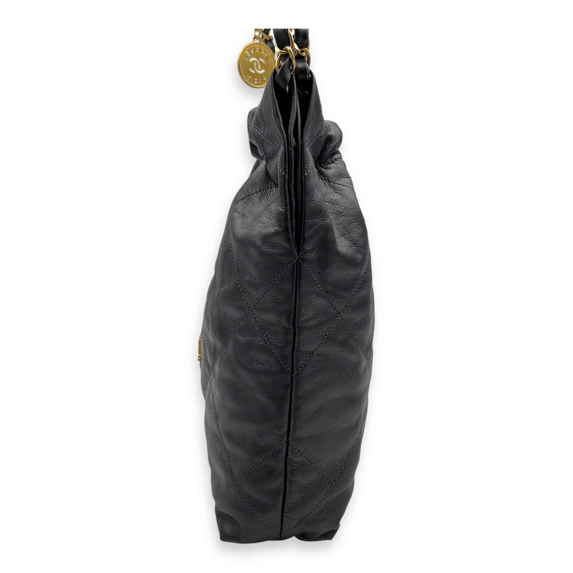 22 Tote Small Grey Tote Bag in Calfskin, Gold hardware - Image 4