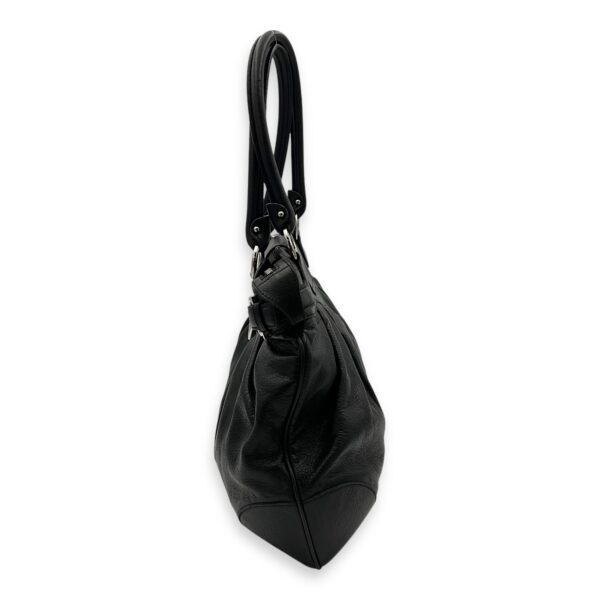 Gancini Black Tote Bag in Calfskin, Silver hardware - Image 5