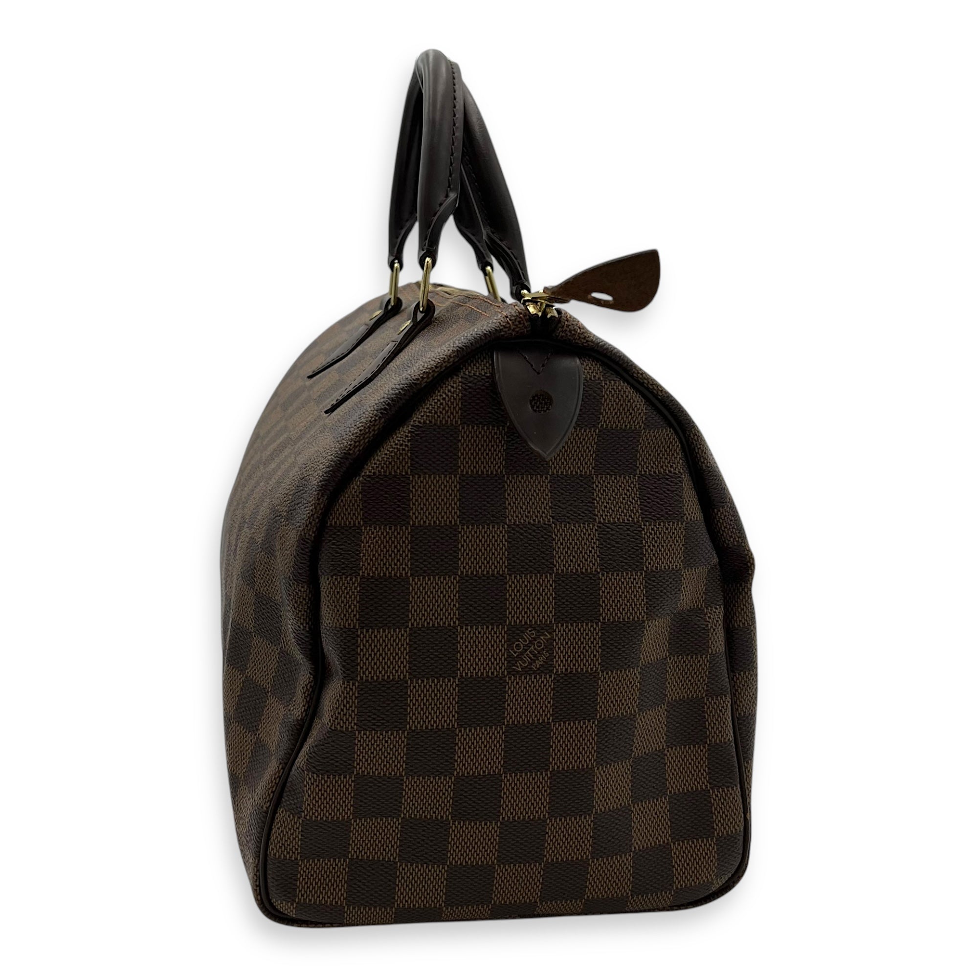Speedy 30 Damier Ebene Top Handle Bag in Coated Canvas, Gold hardware - Image 5