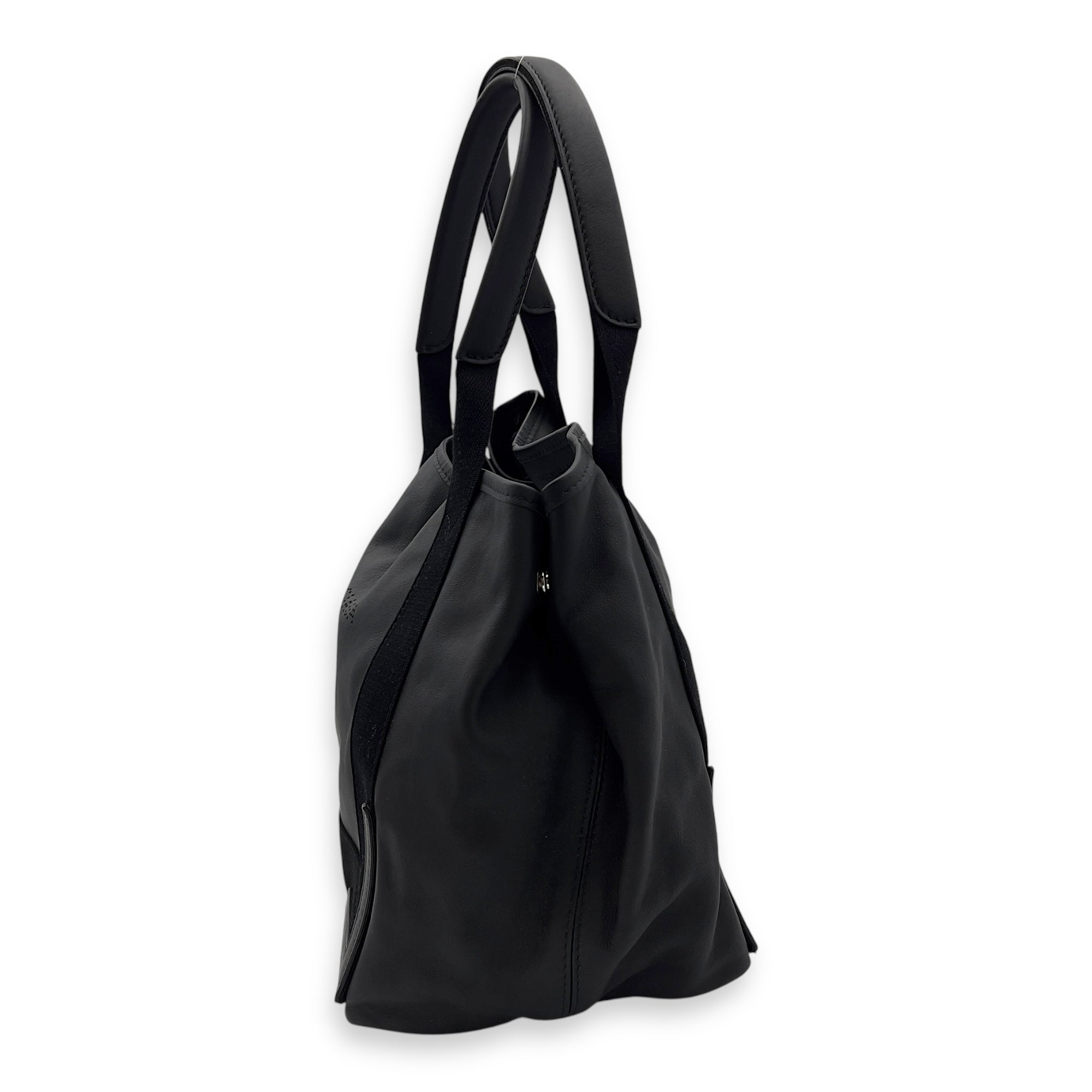 Cabas Tote Bag Black in Calfskin, Silver hardware - Image 5