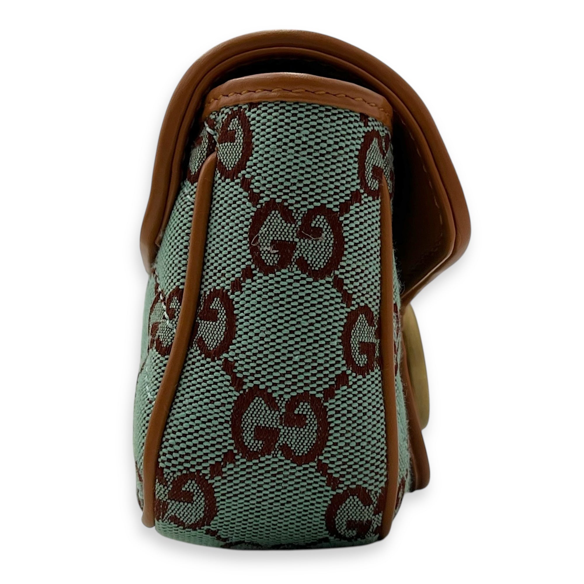 GG Marmont Crossbody Bag Super Mini Blue in Denim, Gold hardware - Image 4