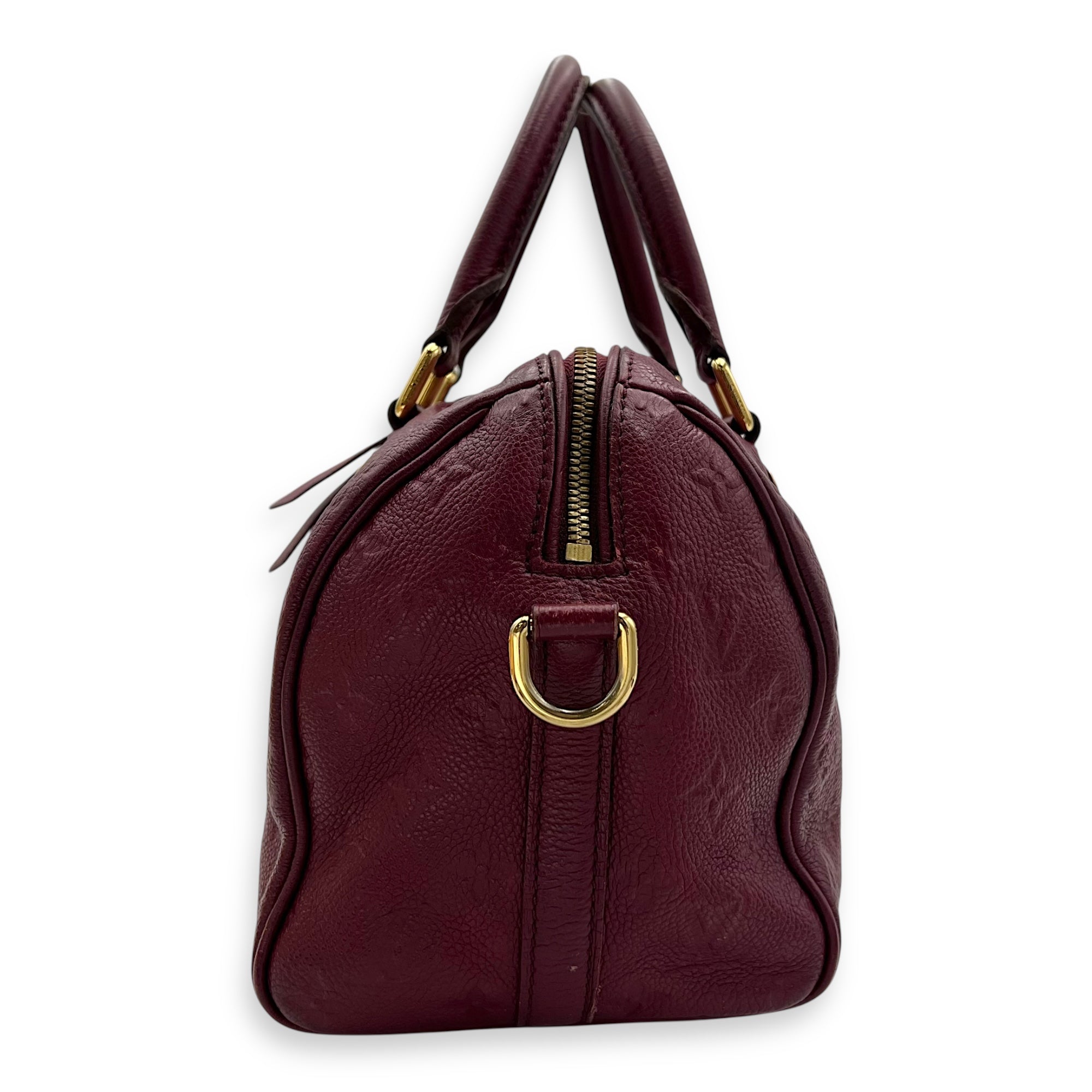 Speedy Bandouliere Top Handle Bag 25 Red in Empreinte Leather, Gold hardware - Image 5