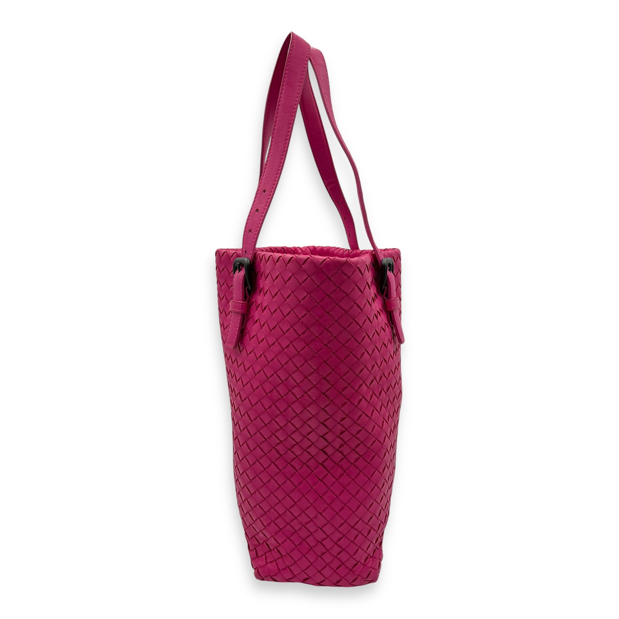 Intrecciato Shoulder Bag Pink in Lambskin, Gunmetal hardware - Image 4