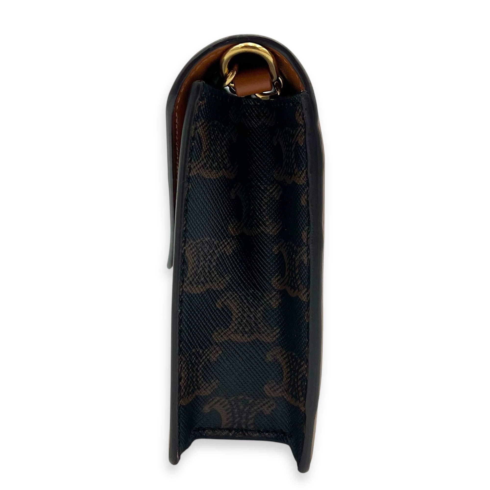 Triomphe Wallet On Chain Brown in Coated Canvas, Gold hardware - Image 5