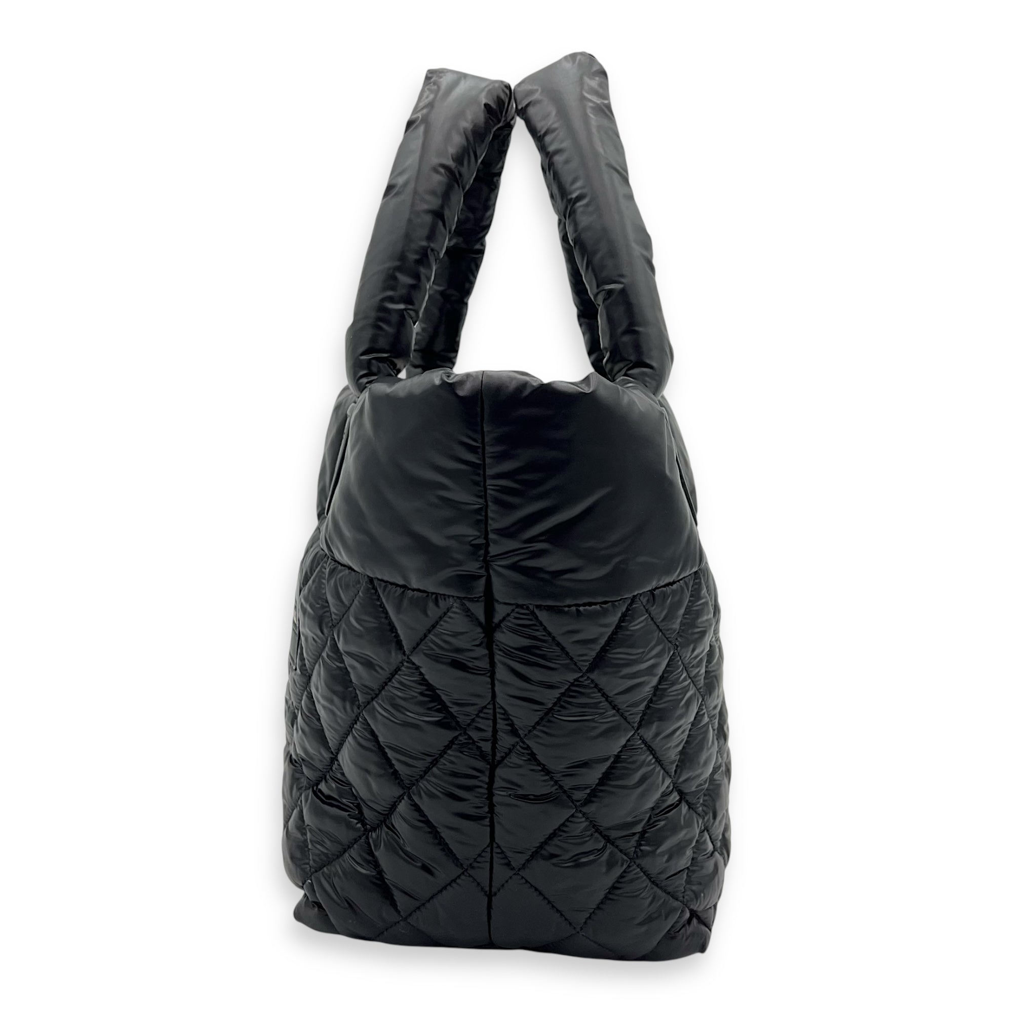 Coco Cocoon Tote Bag Black in Nylon, Silver hardware - Image 5