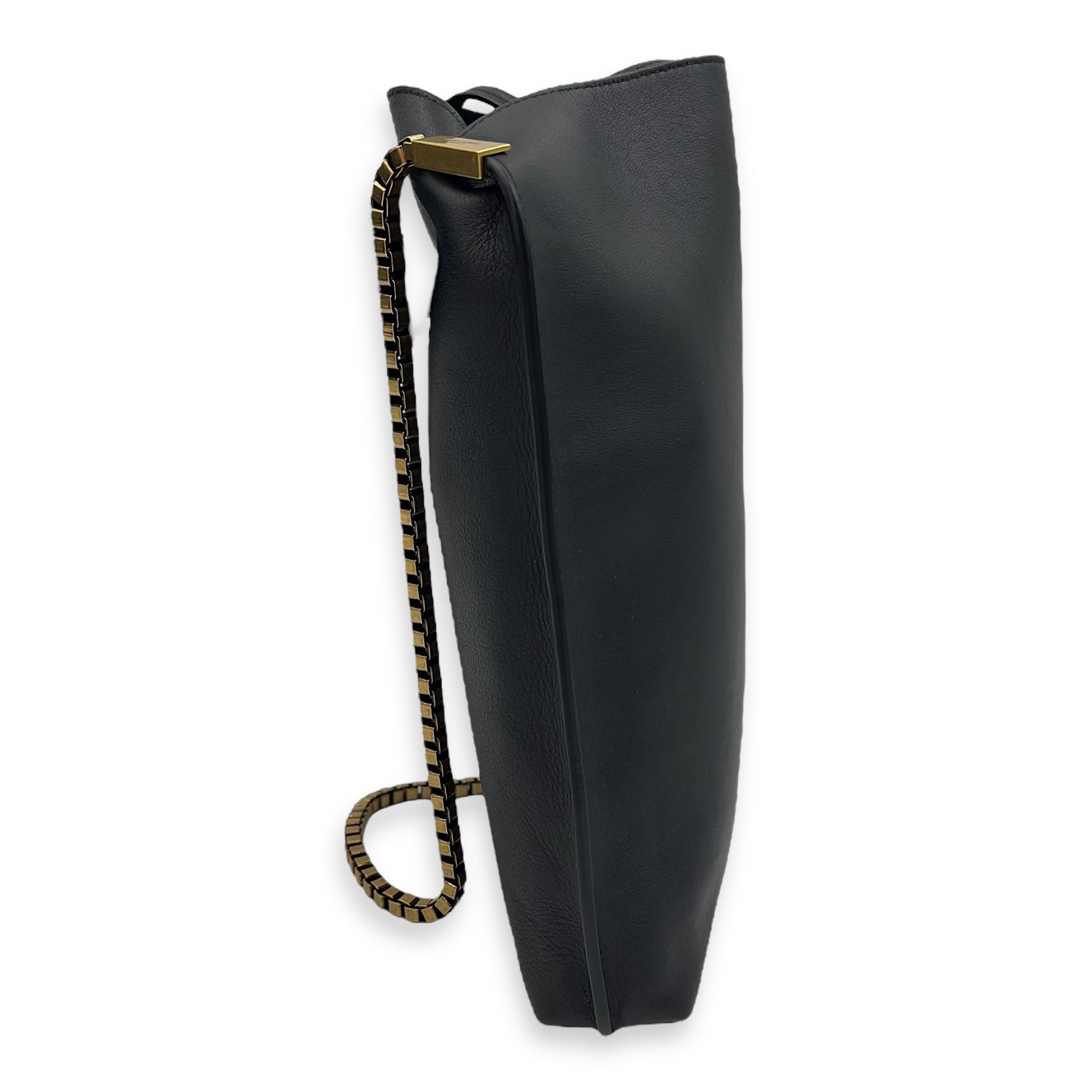Suzanne Hobo Black Shoulder Bag in Calfskin, Gold hardware - Image 5