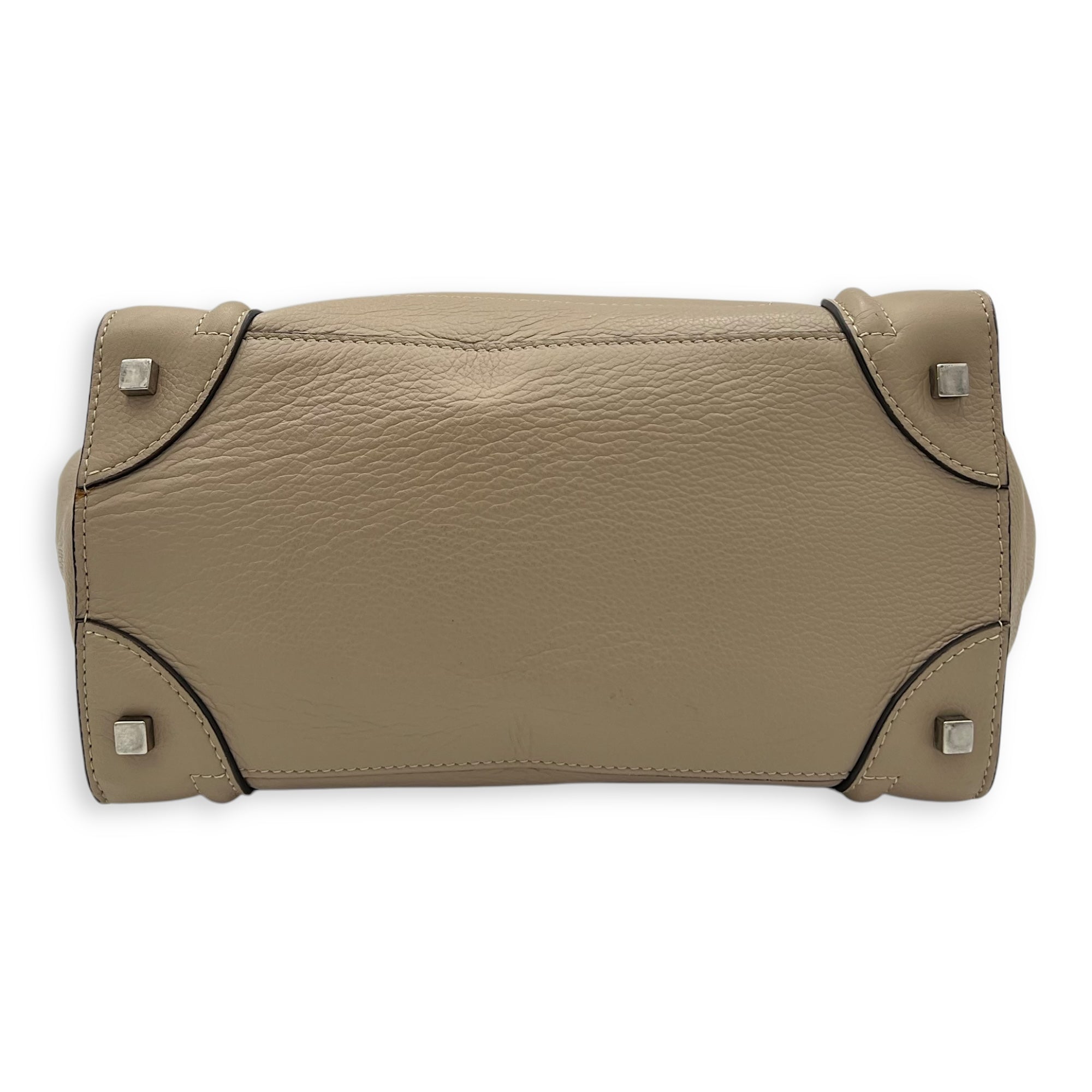 Luggage Mini Brown Top Handle Bag in Calfskin, Silver hardware - Image 6