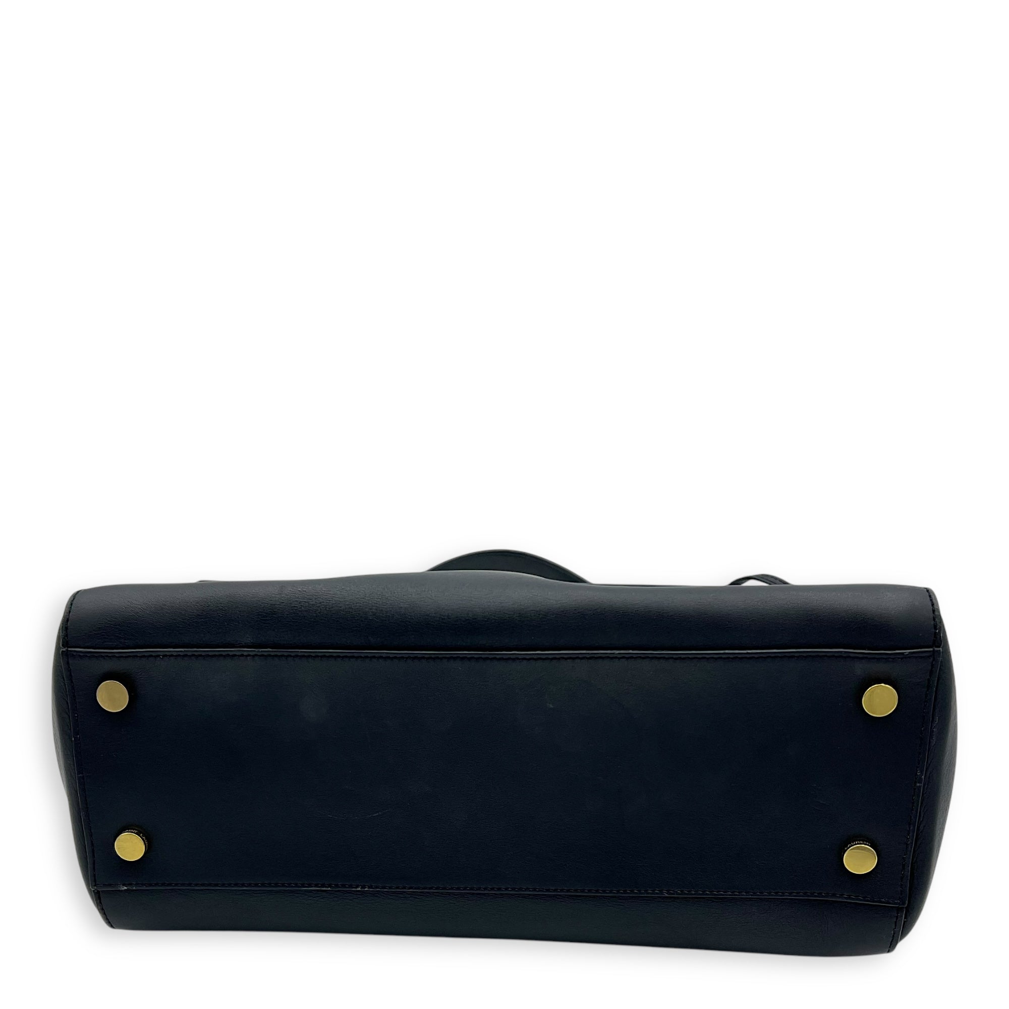 Moujik Top Handle Bag Blue in Calfskin, Gold hardware - Image 6