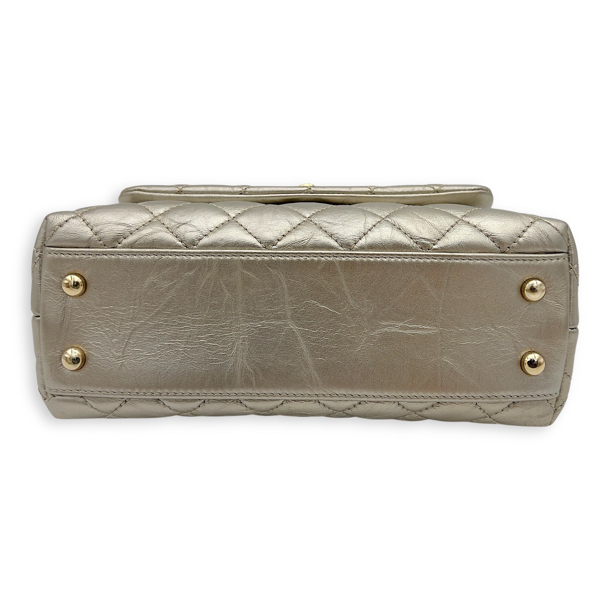 Coco Small Gold Top Handle Bag in Calfskin, Gold hardware - Image 4